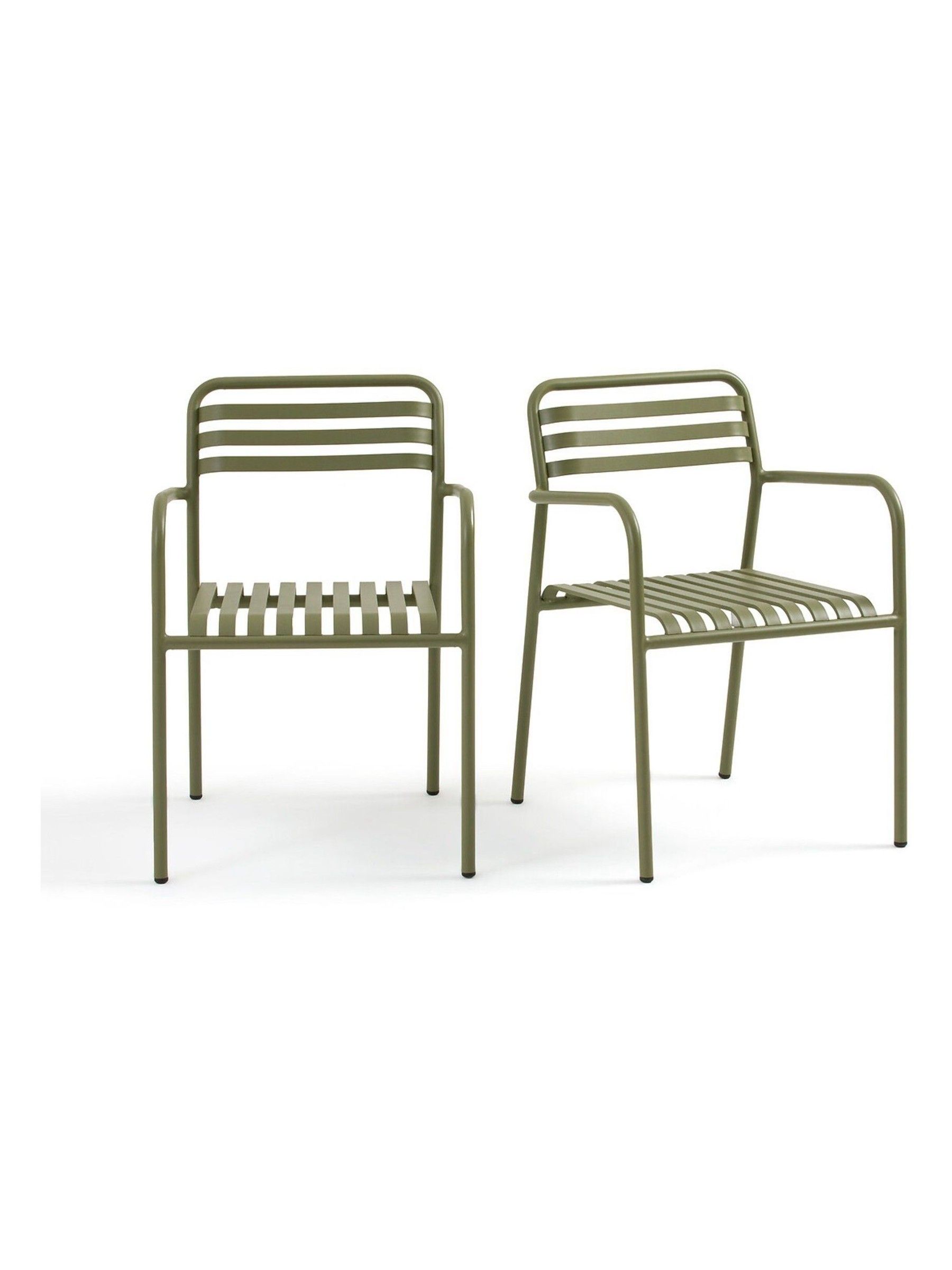 La Redoute Intérieurs Set of 2 Khaki Manni Aluminium Garden Armchairs - Image 2 of 6