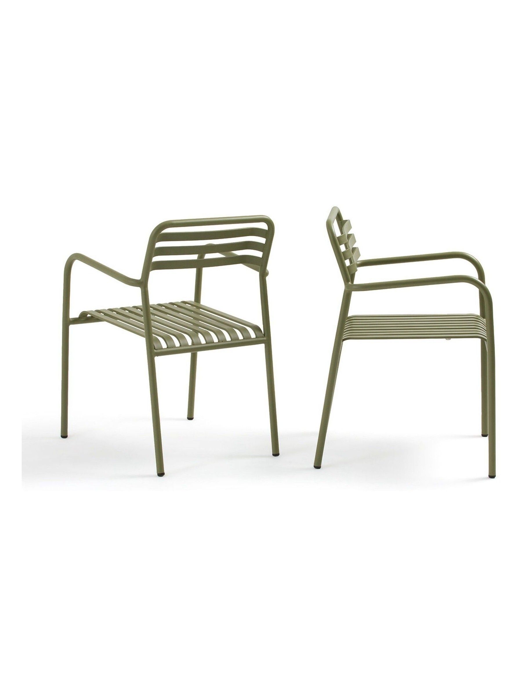 La Redoute Intérieurs Set of 2 Khaki Manni Aluminium Garden Armchairs - Image 3 of 6
