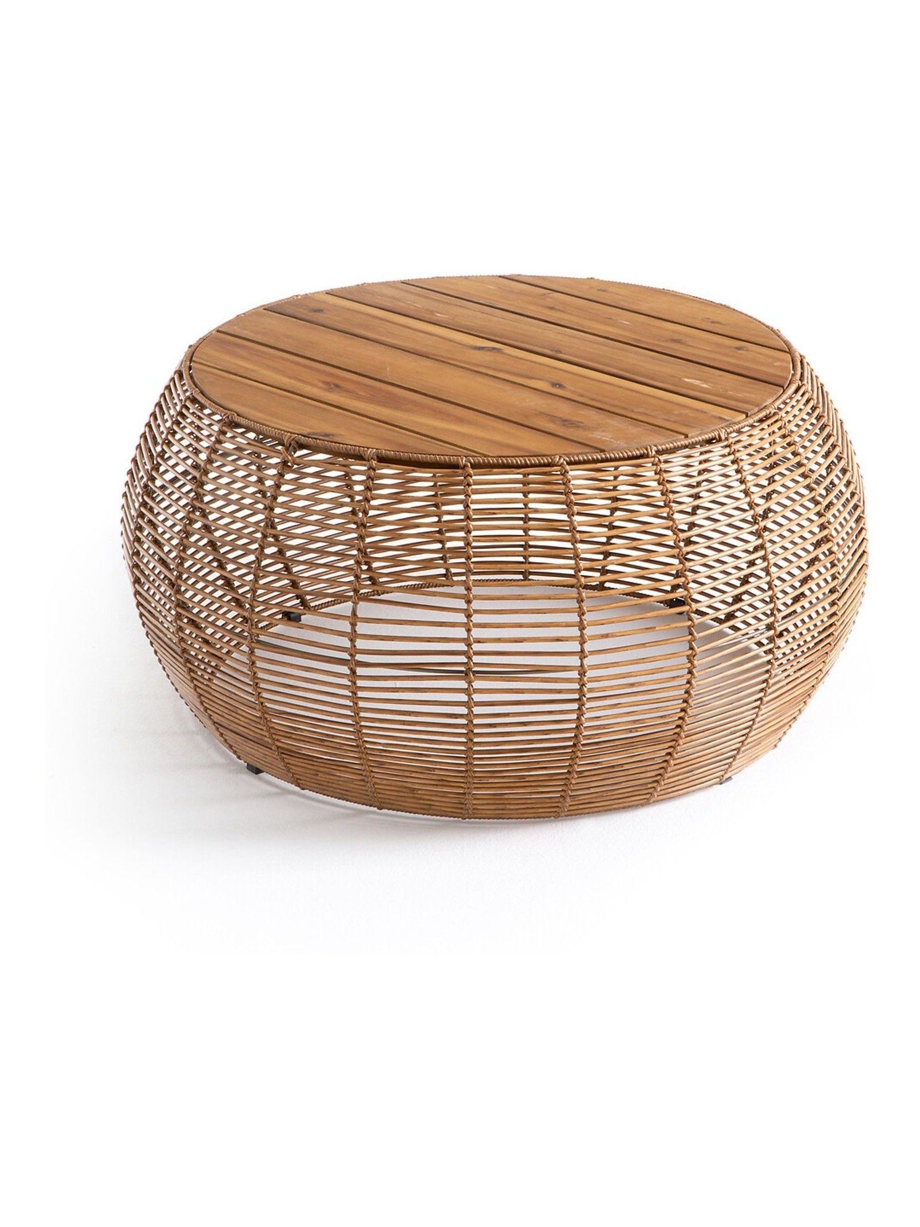 La Redoute Intérieurs Dark Wood Madalina Acacia & Resin Round Garden Coffee Table - Image 2 of 4