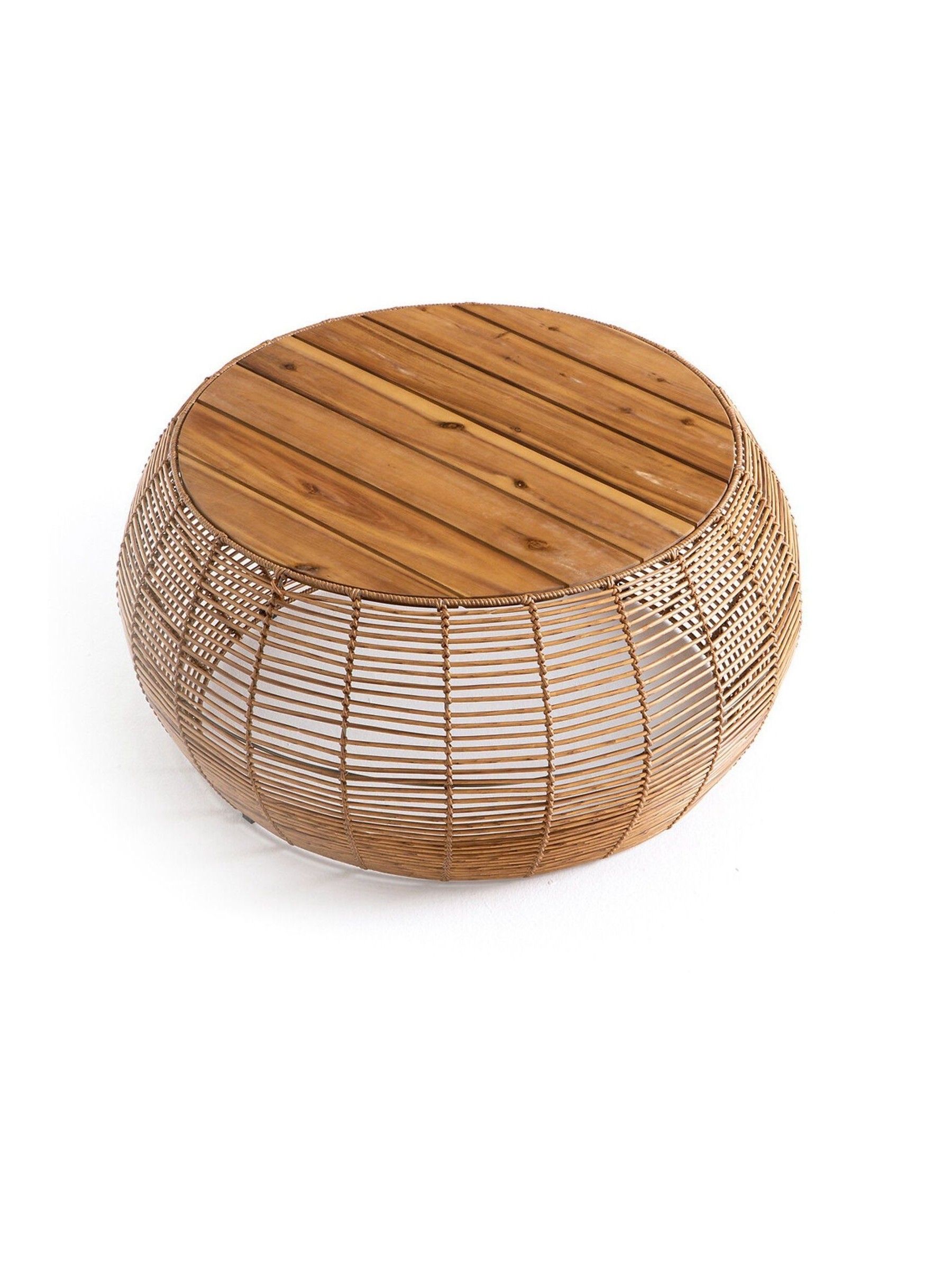 La Redoute Intérieurs Dark Wood Madalina Acacia & Resin Round Garden Coffee Table - Image 3 of 4