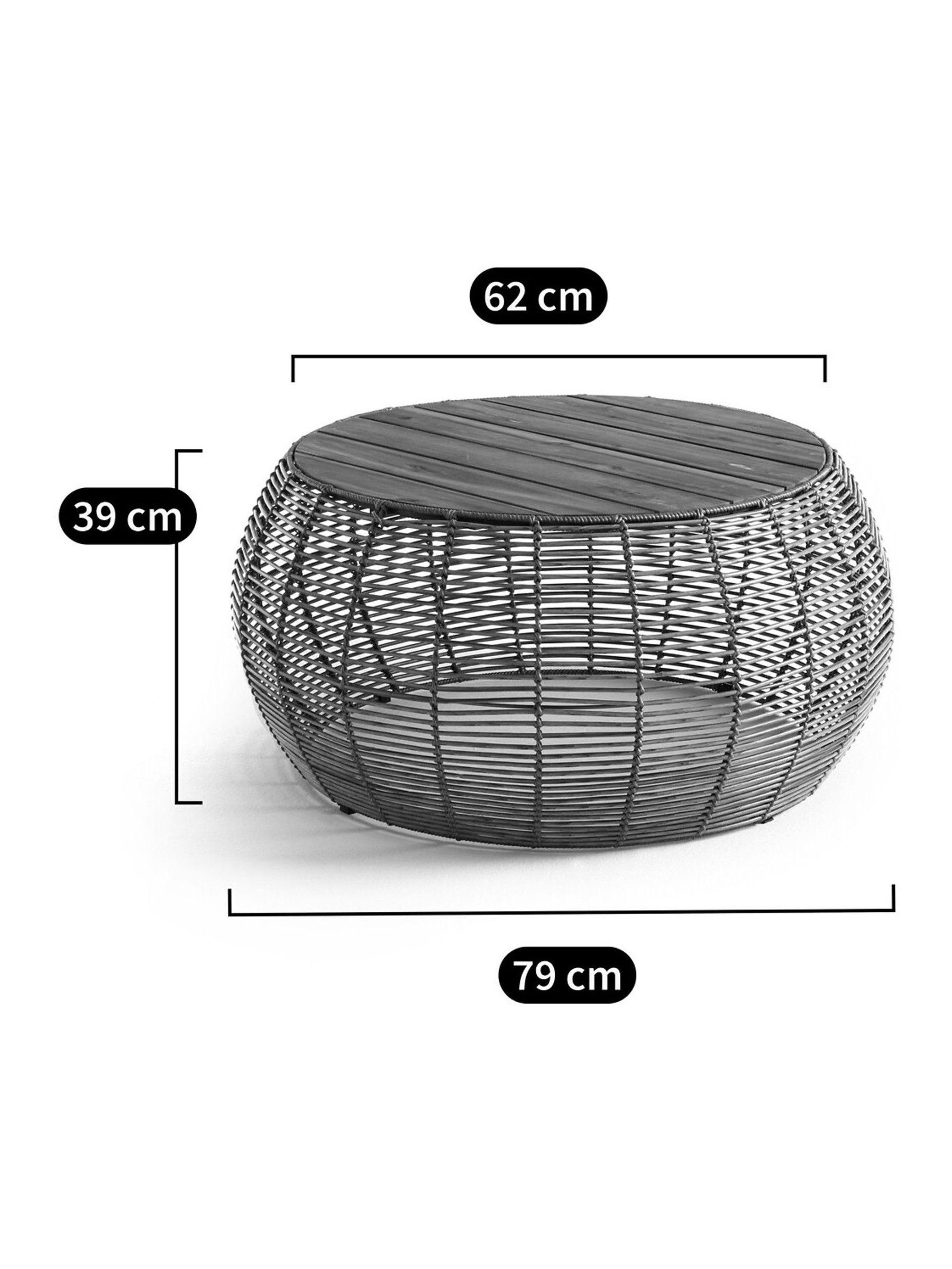 La Redoute Intérieurs Dark Wood Madalina Acacia & Resin Round Garden Coffee Table - Image 4 of 4