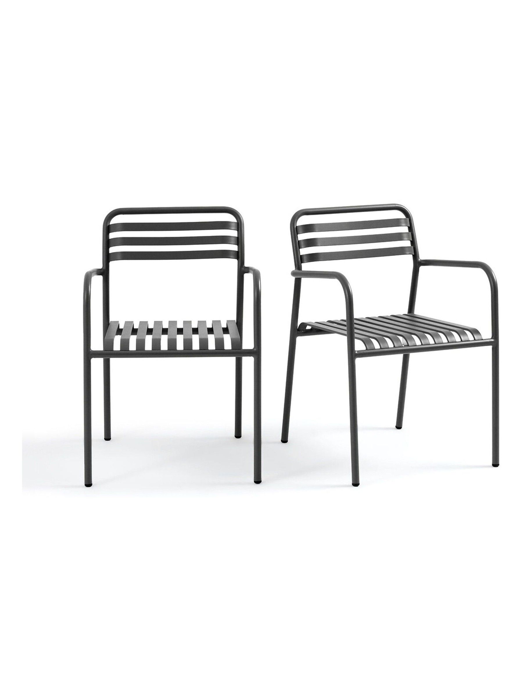 La Redoute Intérieurs Set of 2 Charcoal Manni Aluminium Garden Armchairs - Image 2 of 6