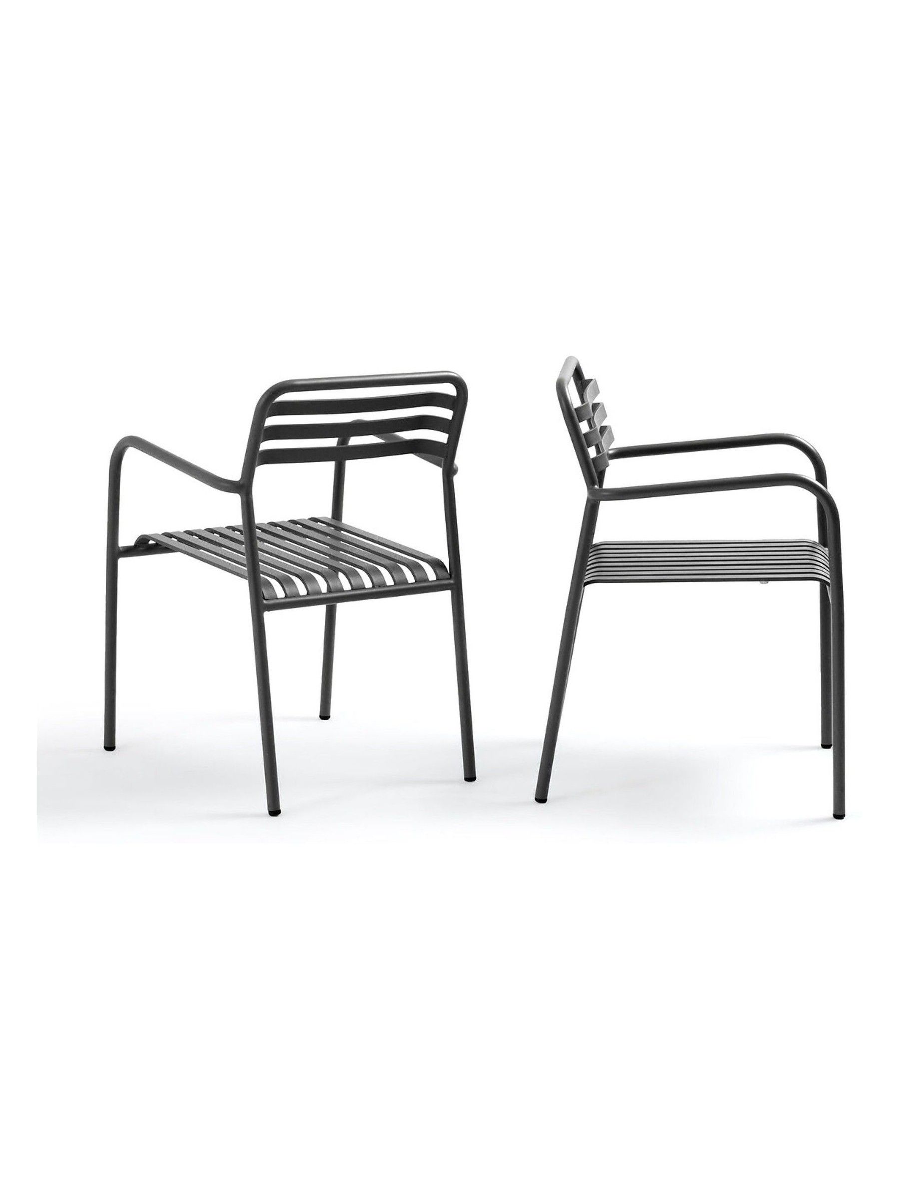 La Redoute Intérieurs Set of 2 Charcoal Manni Aluminium Garden Armchairs - Image 4 of 6