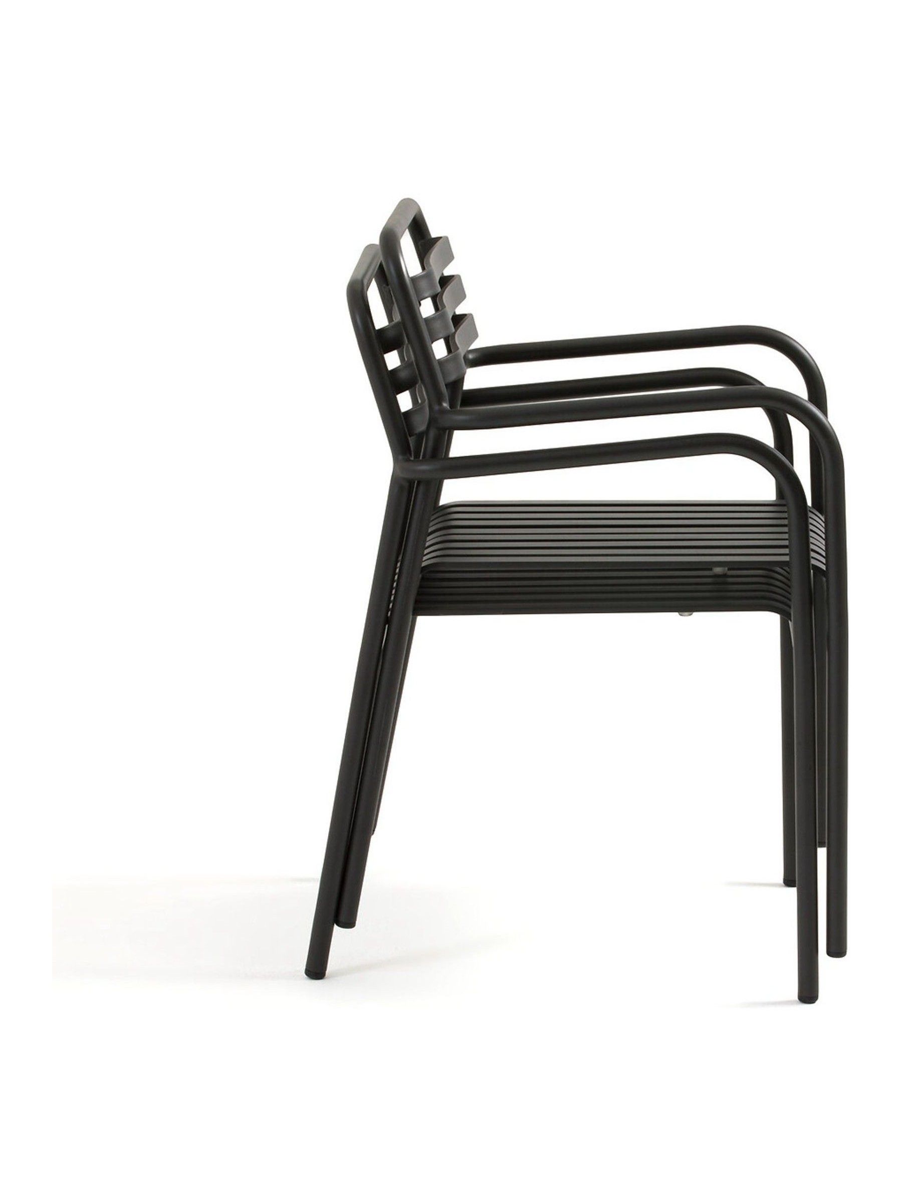 La Redoute Intérieurs Set of 2 Charcoal Manni Aluminium Garden Armchairs - Image 5 of 6