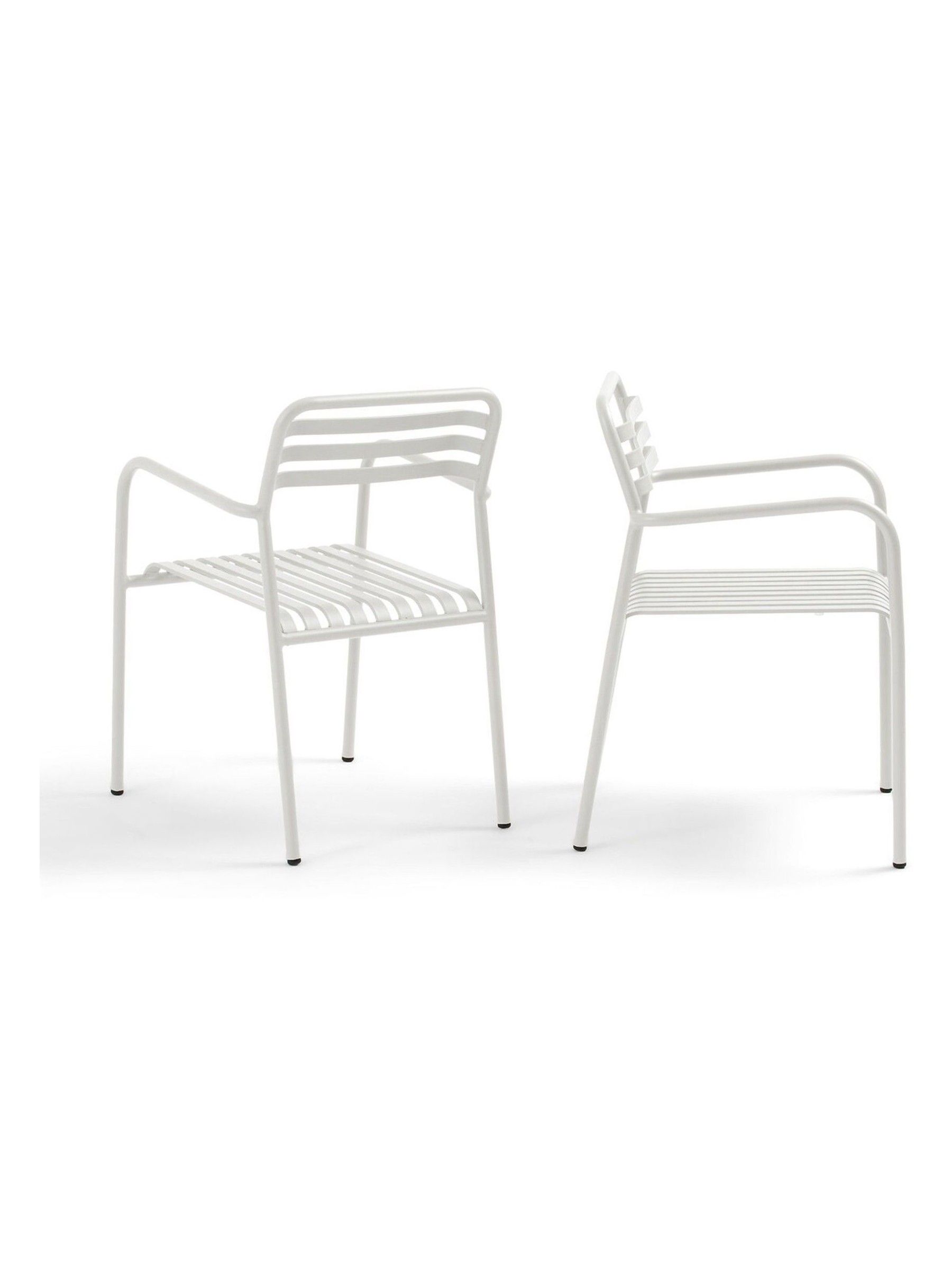 La Redoute Intérieurs Set of 2 White Manni Aluminium Garden Armchairs - Image 3 of 6