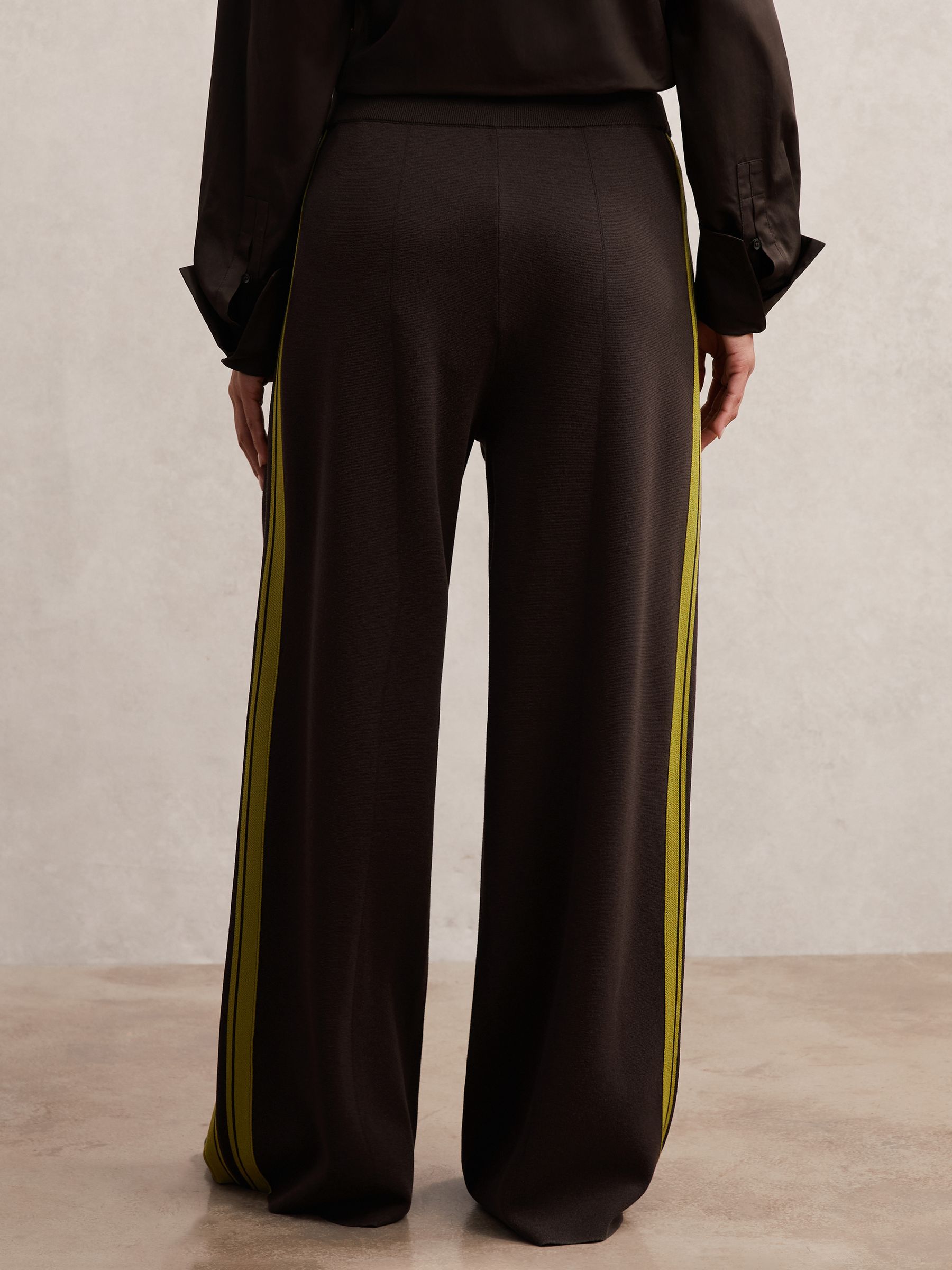 Petite Knitted Side-Stripe Wide-Leg Trousers in Berry - Image 5 of 7