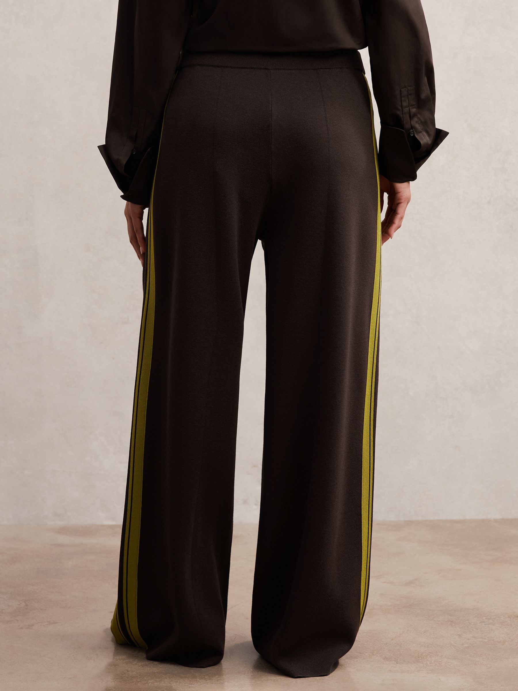 Knitted Side-Stripe Wide-Leg Trousers in Berry - image 3