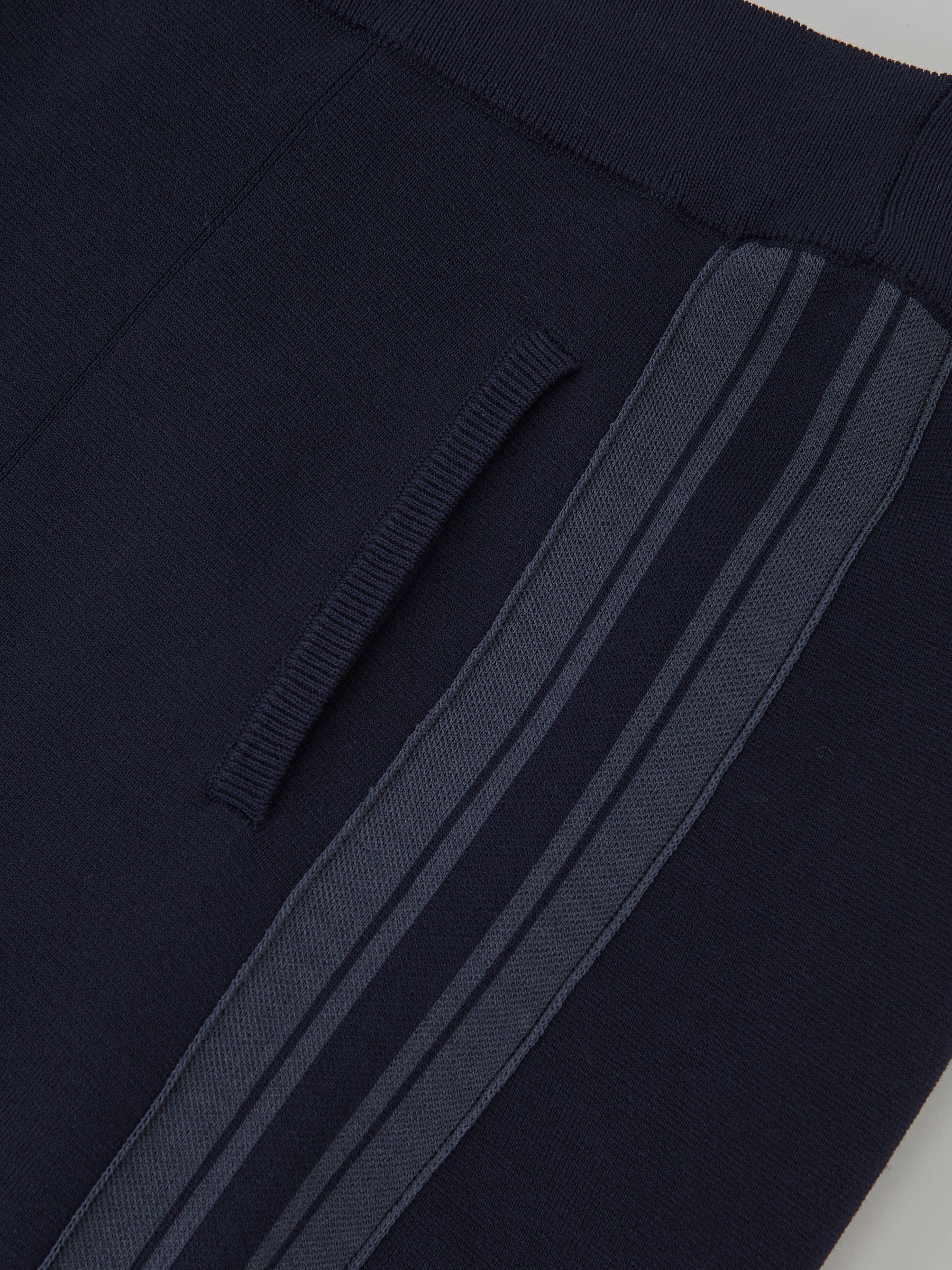 Petite Knitted Side-Stripe Wide-Leg Trousers in Navy - Image 5 of 6