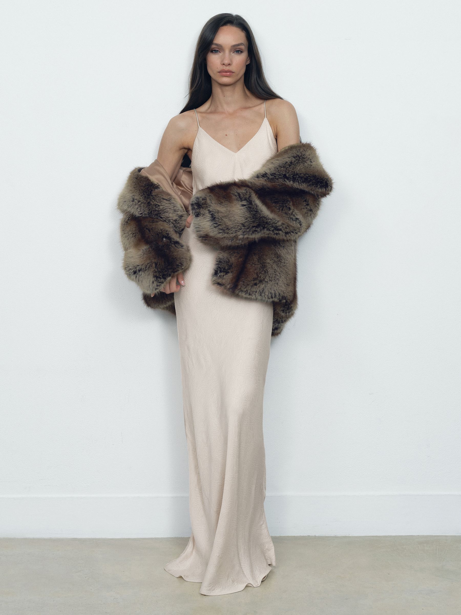 Faux-Fur Coat in Brown - Image 3 of 8