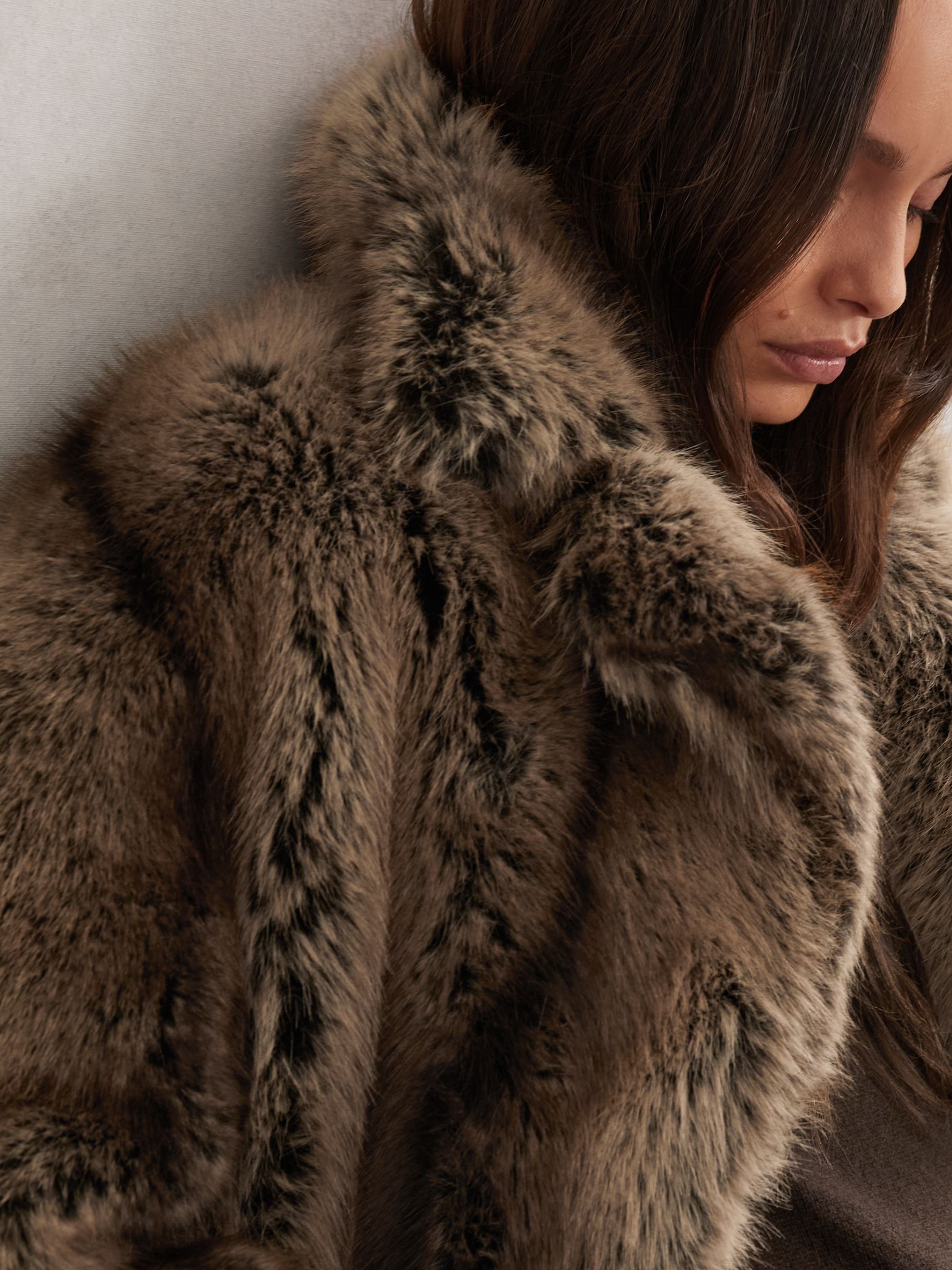 Faux-Fur Coat in Brown - Image 6 of 8