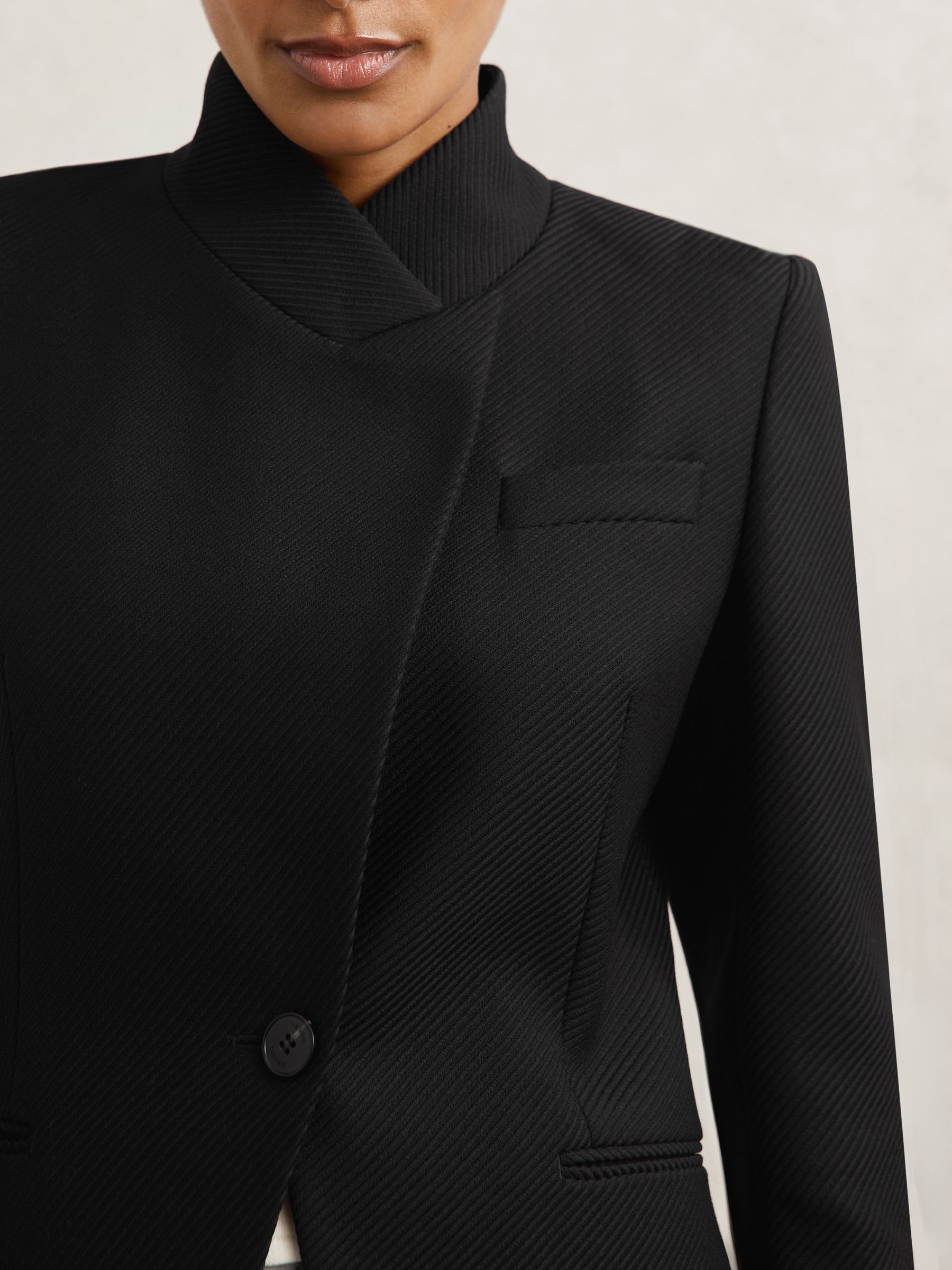 Wool-Blend Wrapover Blazer in Black - image 5