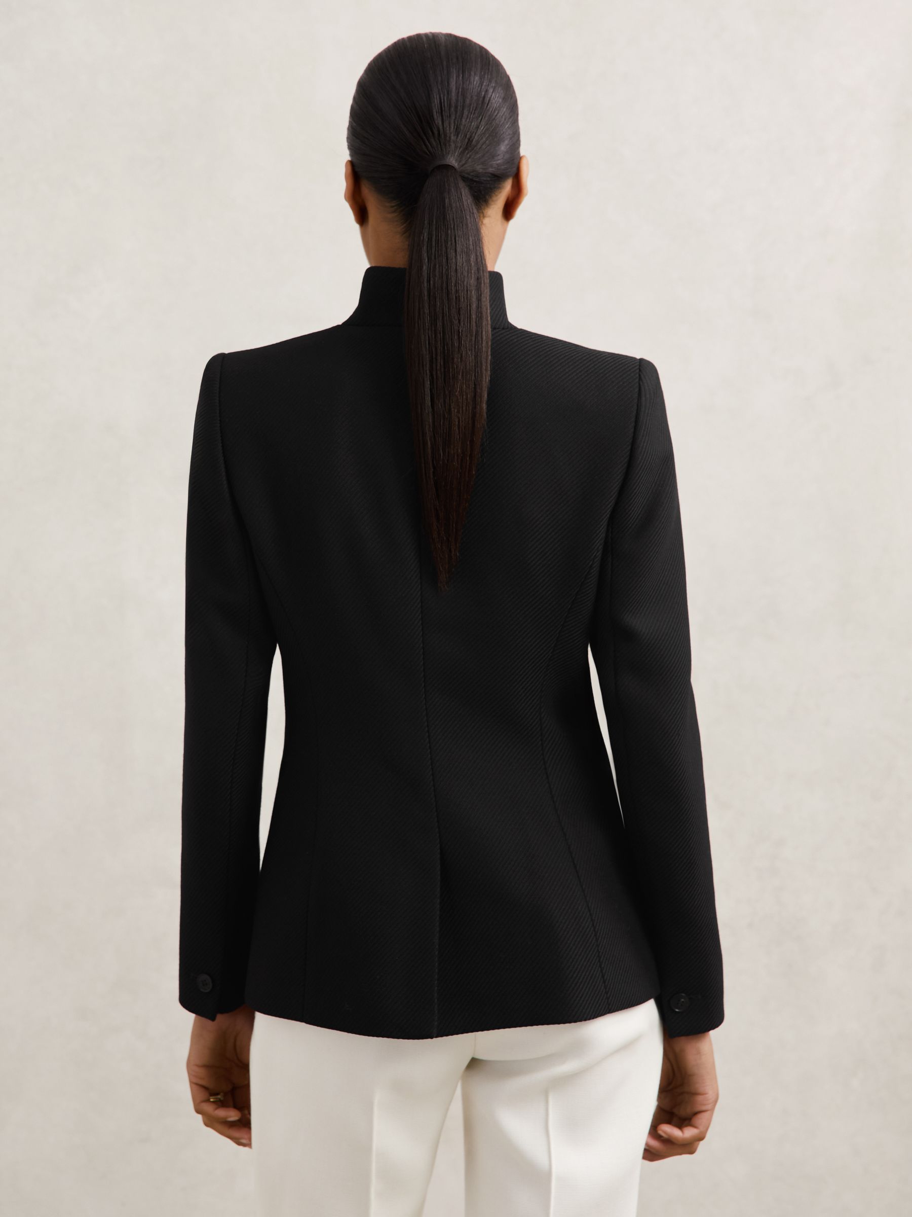 Wool-Blend Wrapover Blazer in Black - image 4