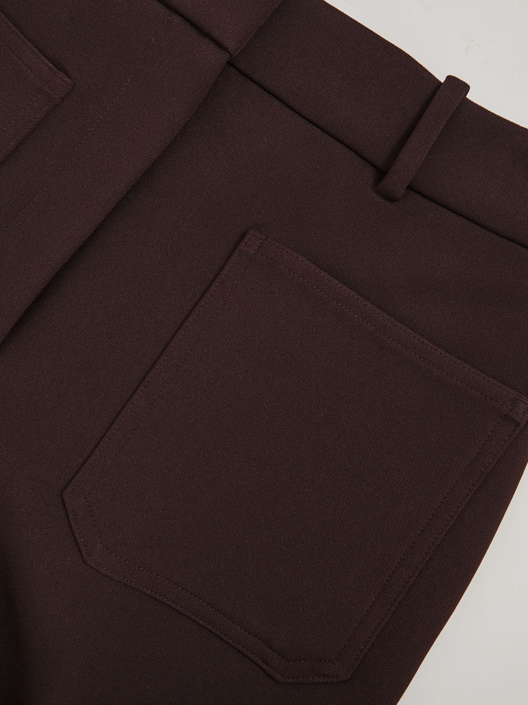 Petite Twill Patch-Pocket Flared Trousers in Chocolate Brown - image 4