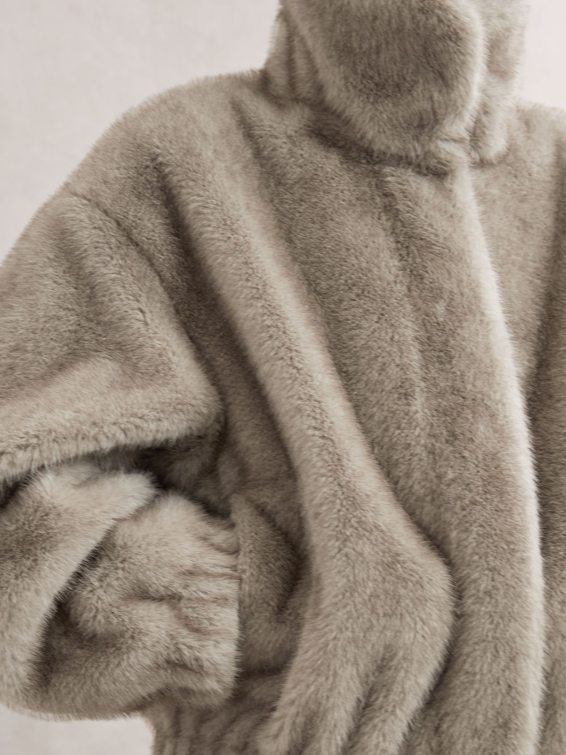 Faux-Fur Zip-Through Jacket in Grey - Image 5 of 10