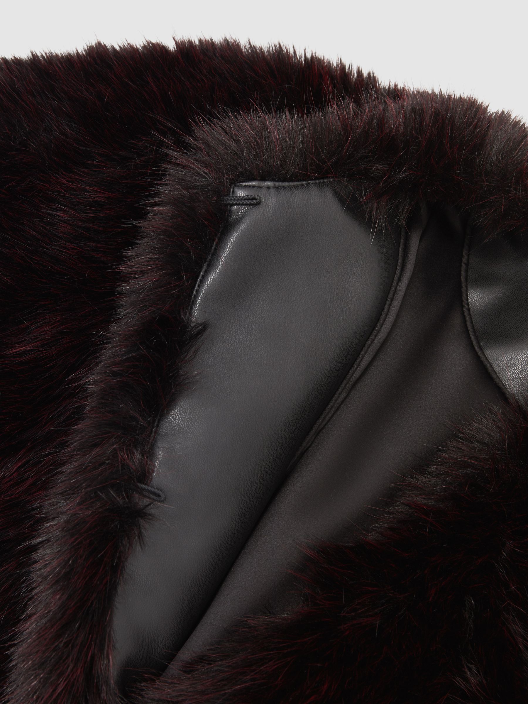 Faux-Fur Short Coat in Burgundy - Image 6 of 6
