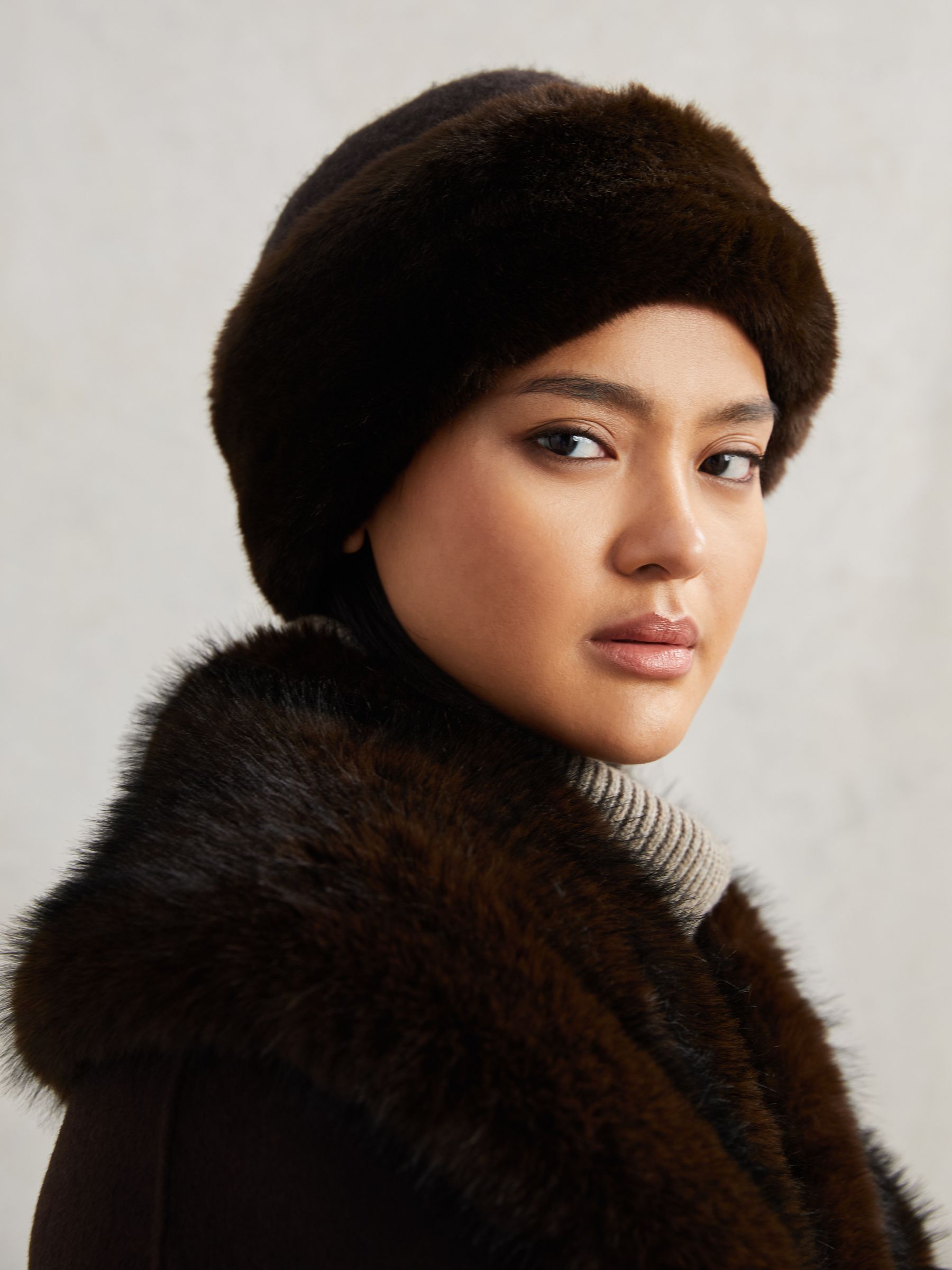 Faux Fur Hat in Chocolate - Image 2 of 4