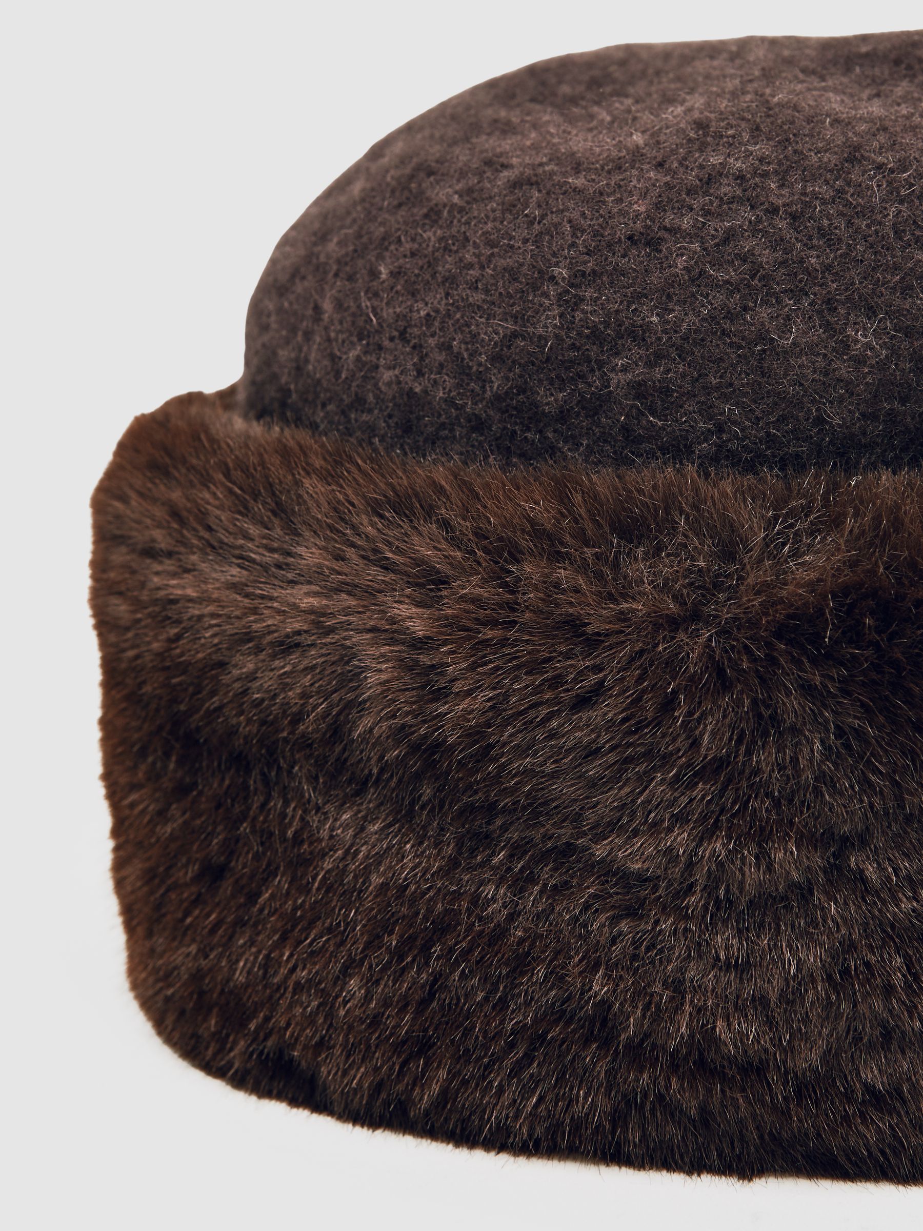 Faux Fur Hat in Chocolate - Image 4 of 4