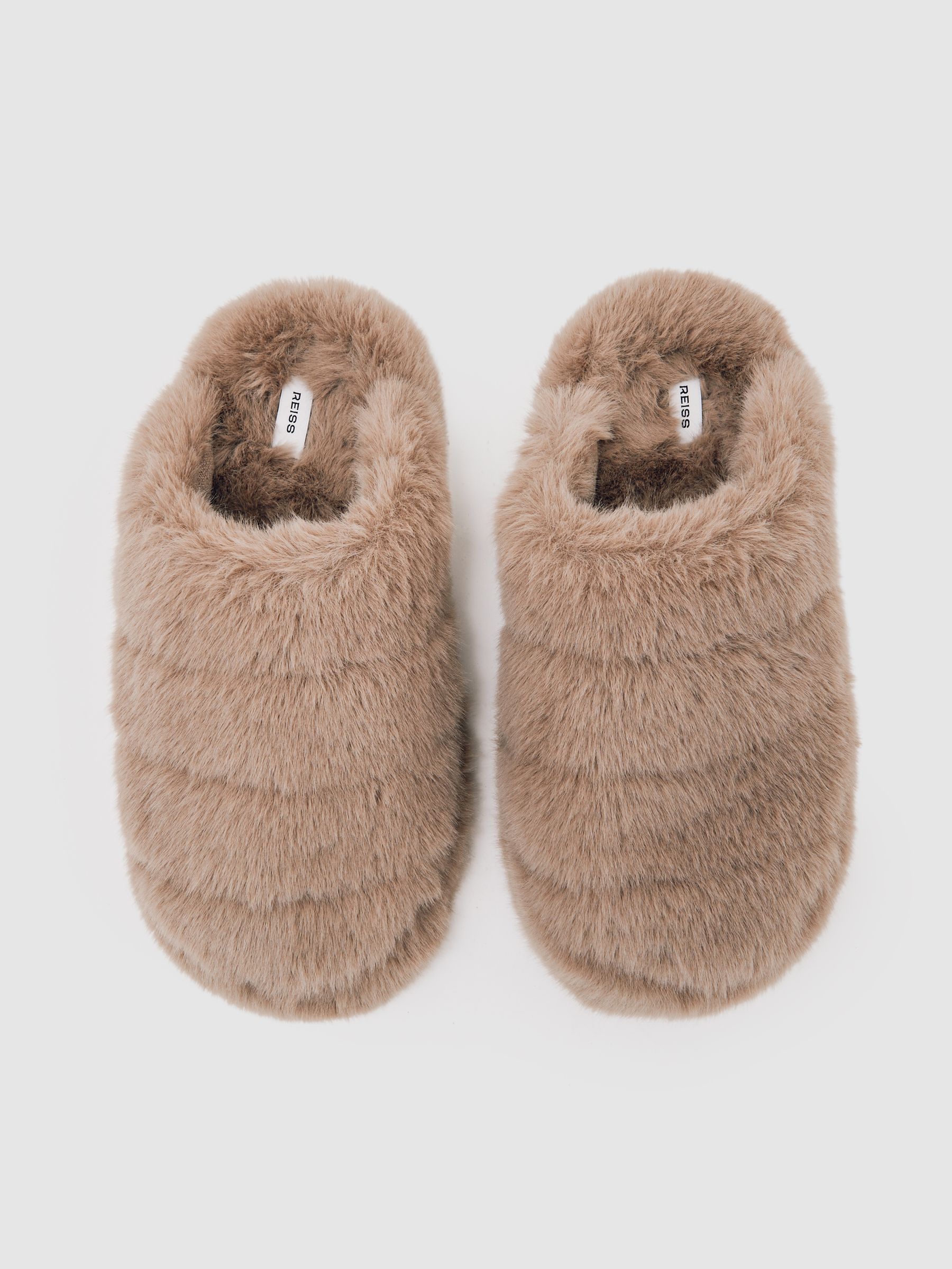 Faux Fur Slippers in Taupe - image 4