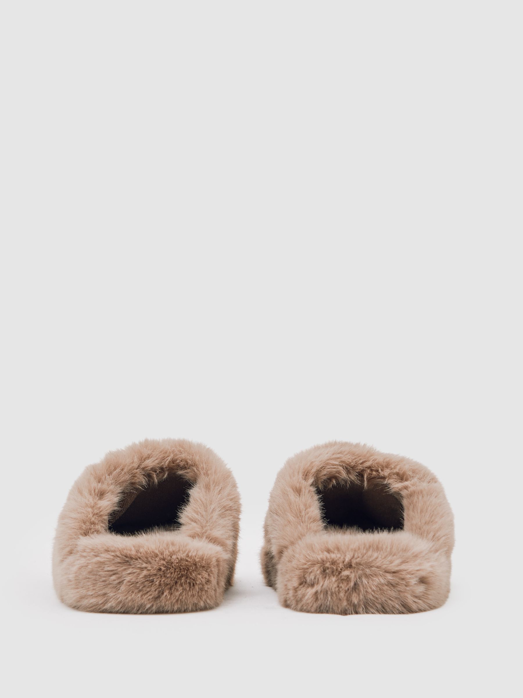 Faux Fur Slippers in Taupe - image 3