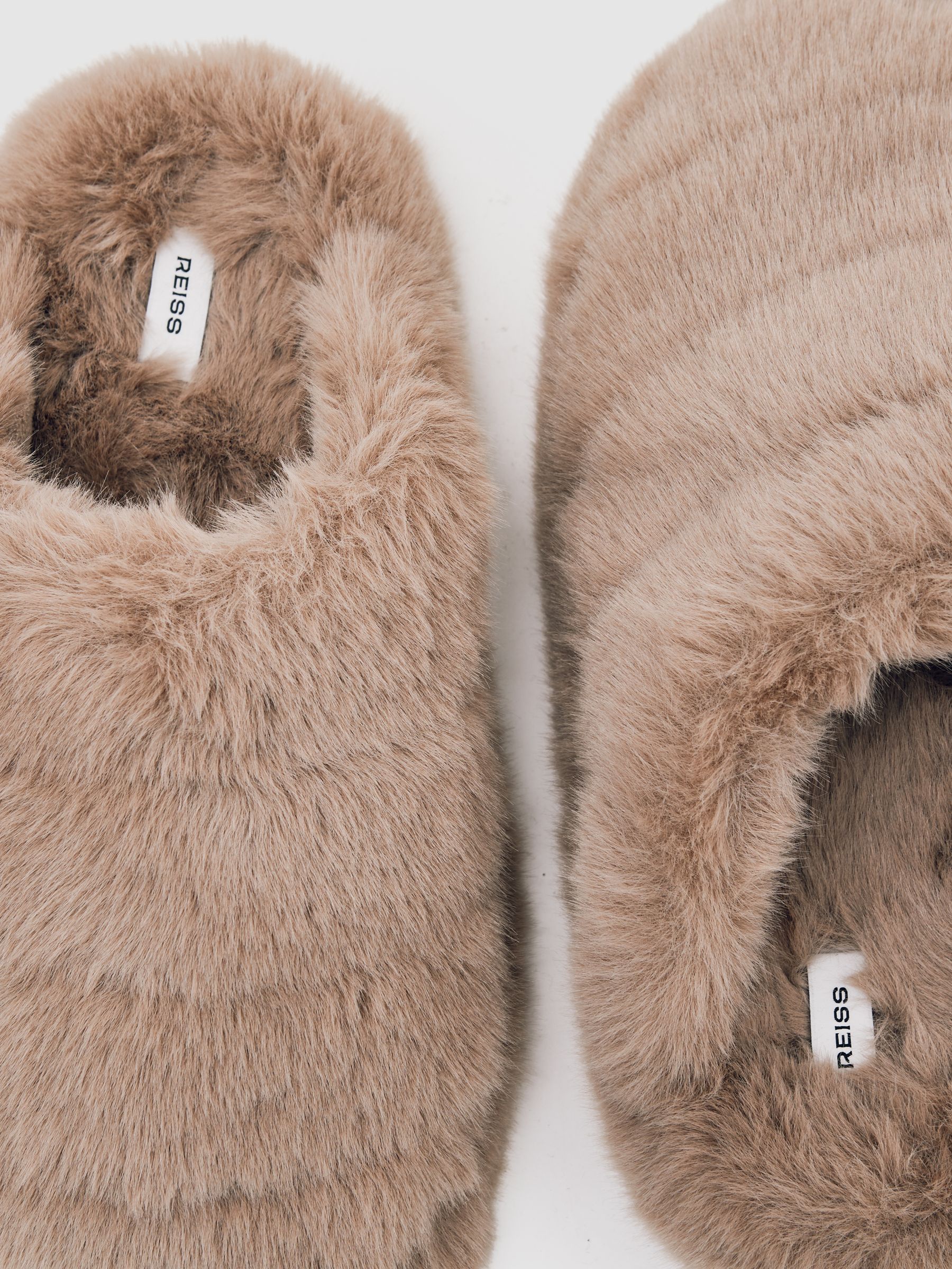 Faux Fur Slippers in Taupe - image 2