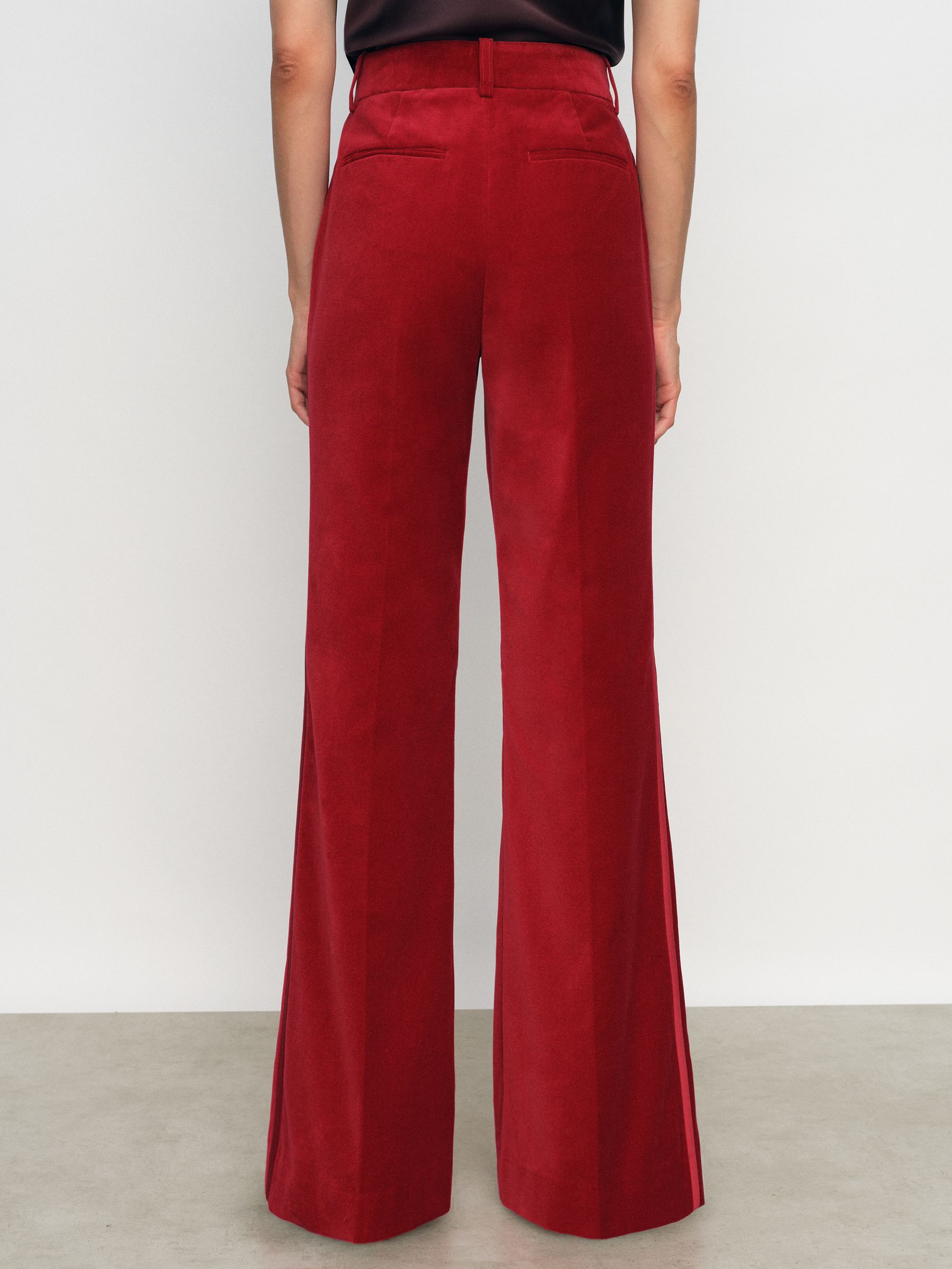 Velvet Tuxedo-Stripe Flared Trousers in Red - image 5