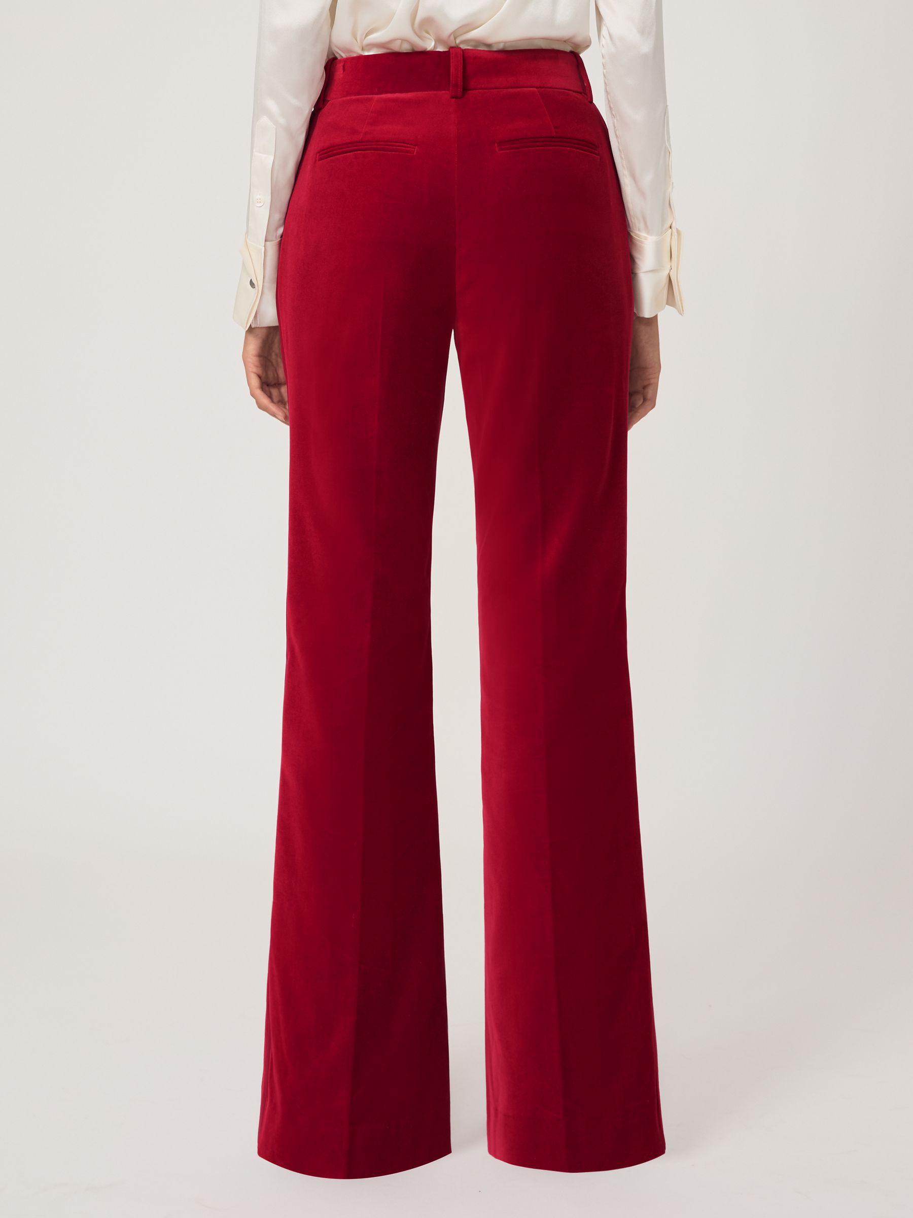 Petite Velvet Tuxedo-Stripe Flared Trousers in Red - Image 7 of 9