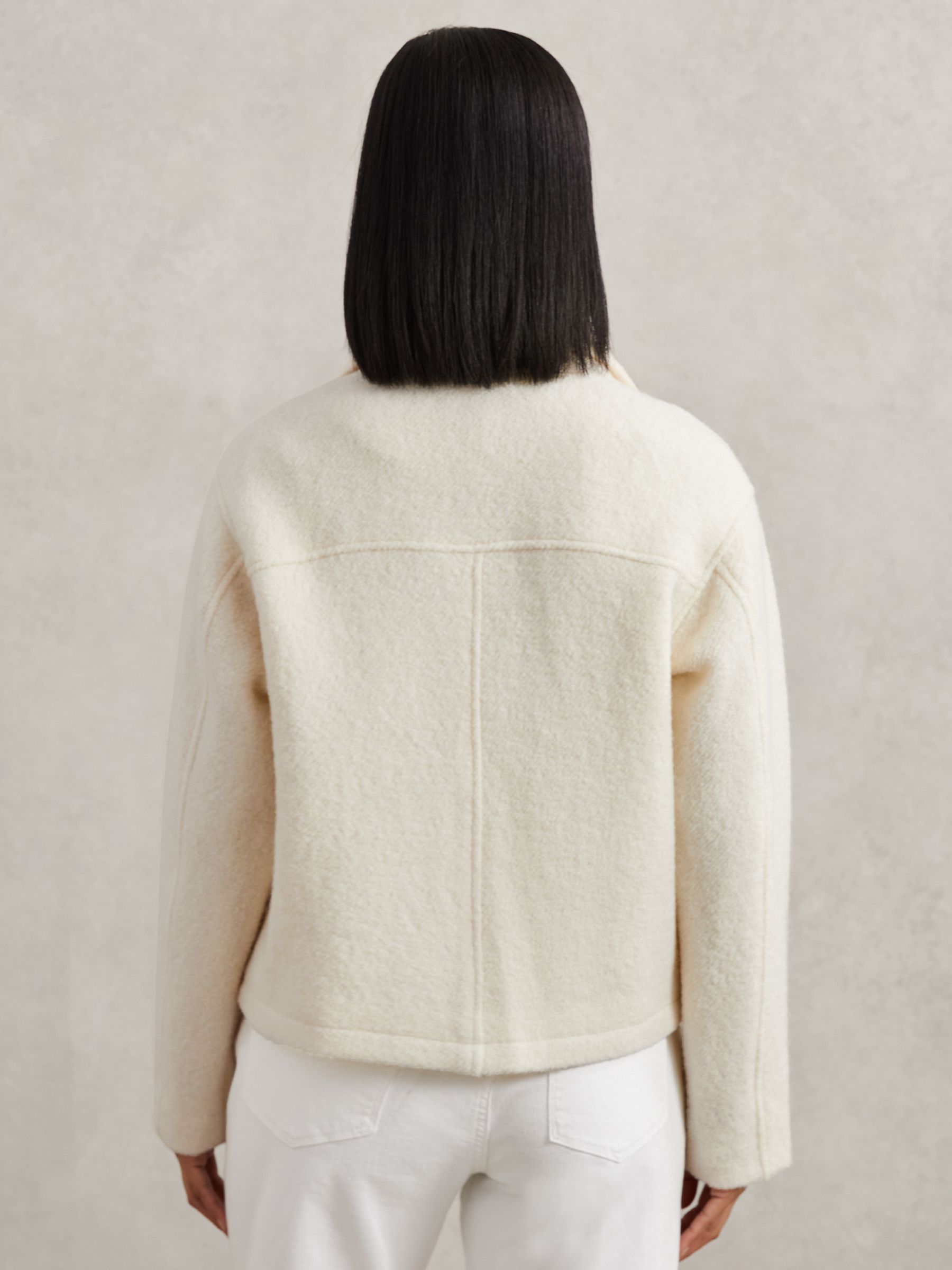 Wool Felted Funnel-Neck Jacket in Cream - Image 5 of 6