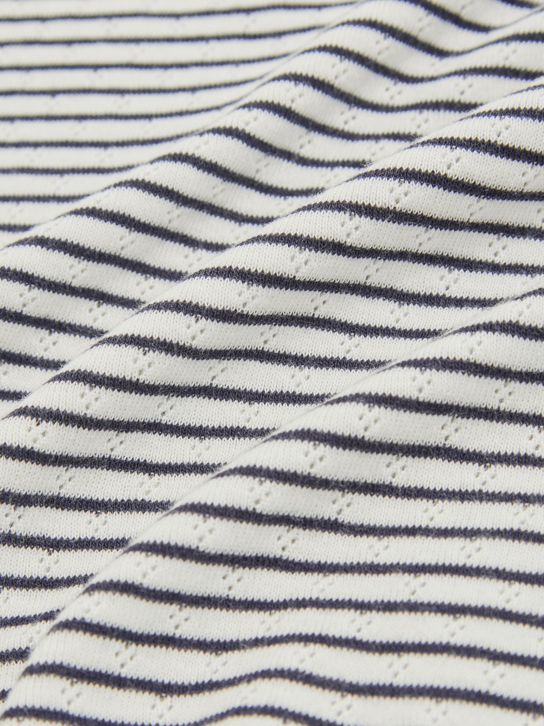 3-9 yrs Cotton Pointelle Long Sleeve Top in Navy/White - Image 4 of 4