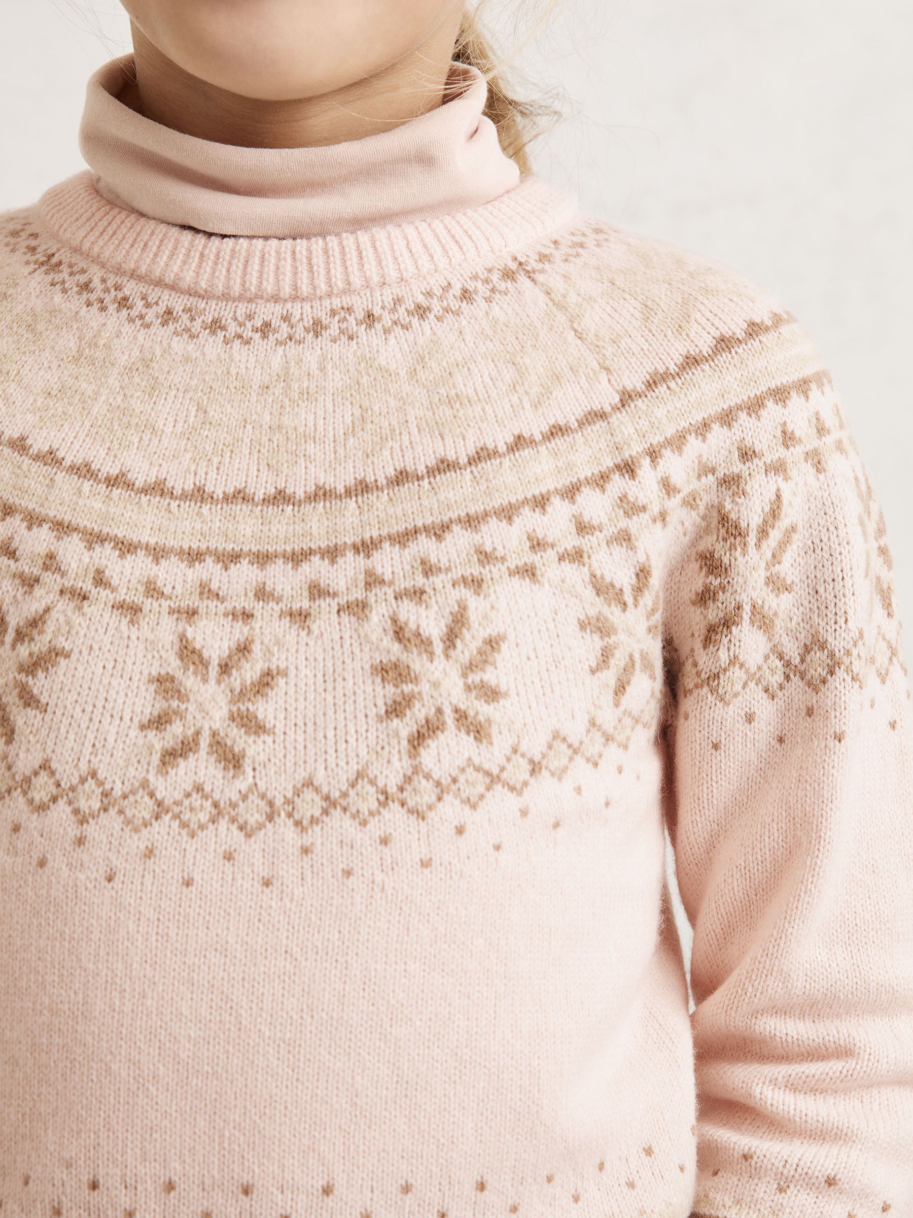 13-14 Jahre Woll-Baumwoll-Mischpullover im Fair-Isle-Stil in Rosa - Bild 2 von 4