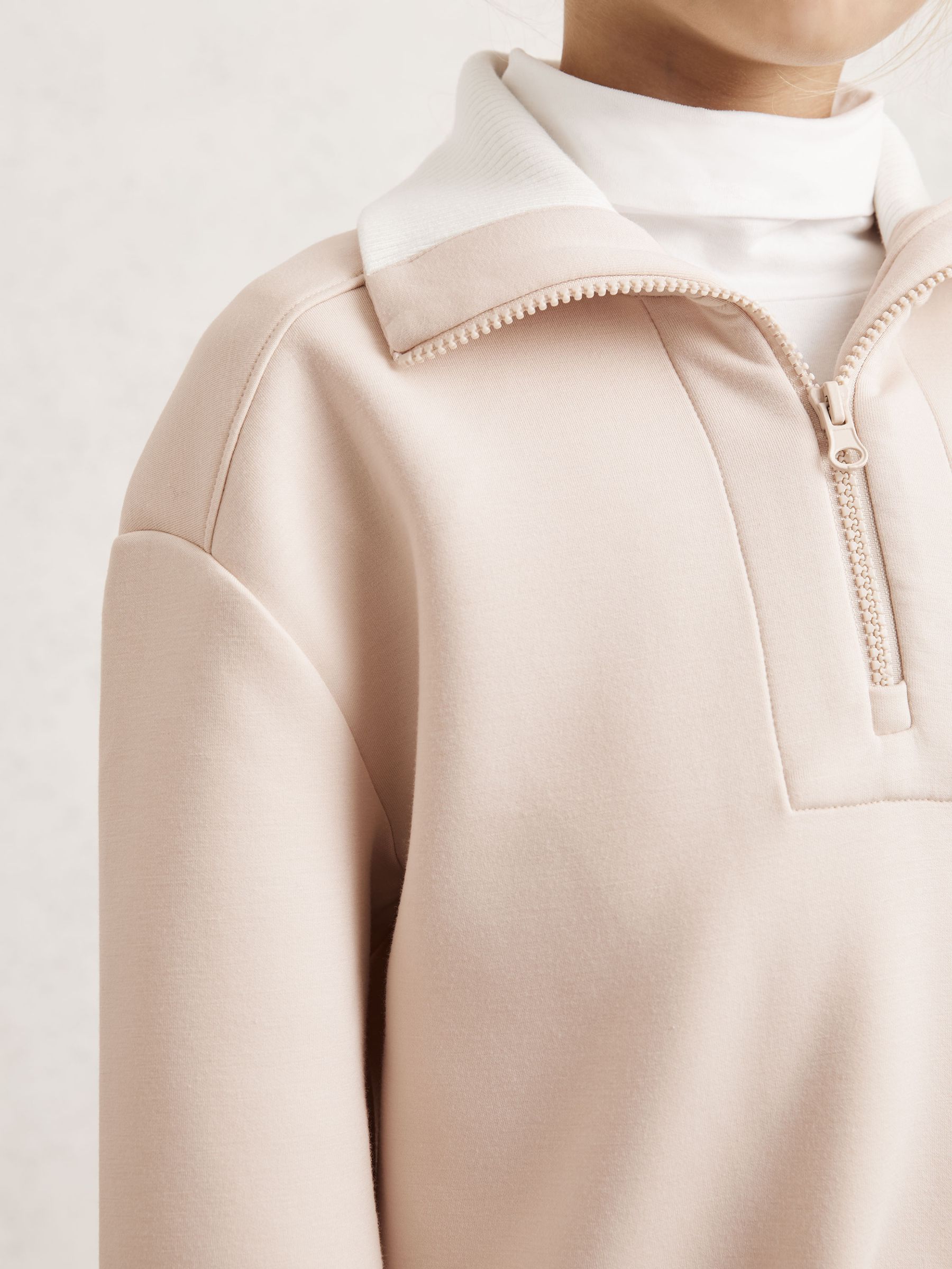 13-14 yrs Funnel-Neck Interlock Zip Sweatshirt in Neutral - Image 4 of 5
