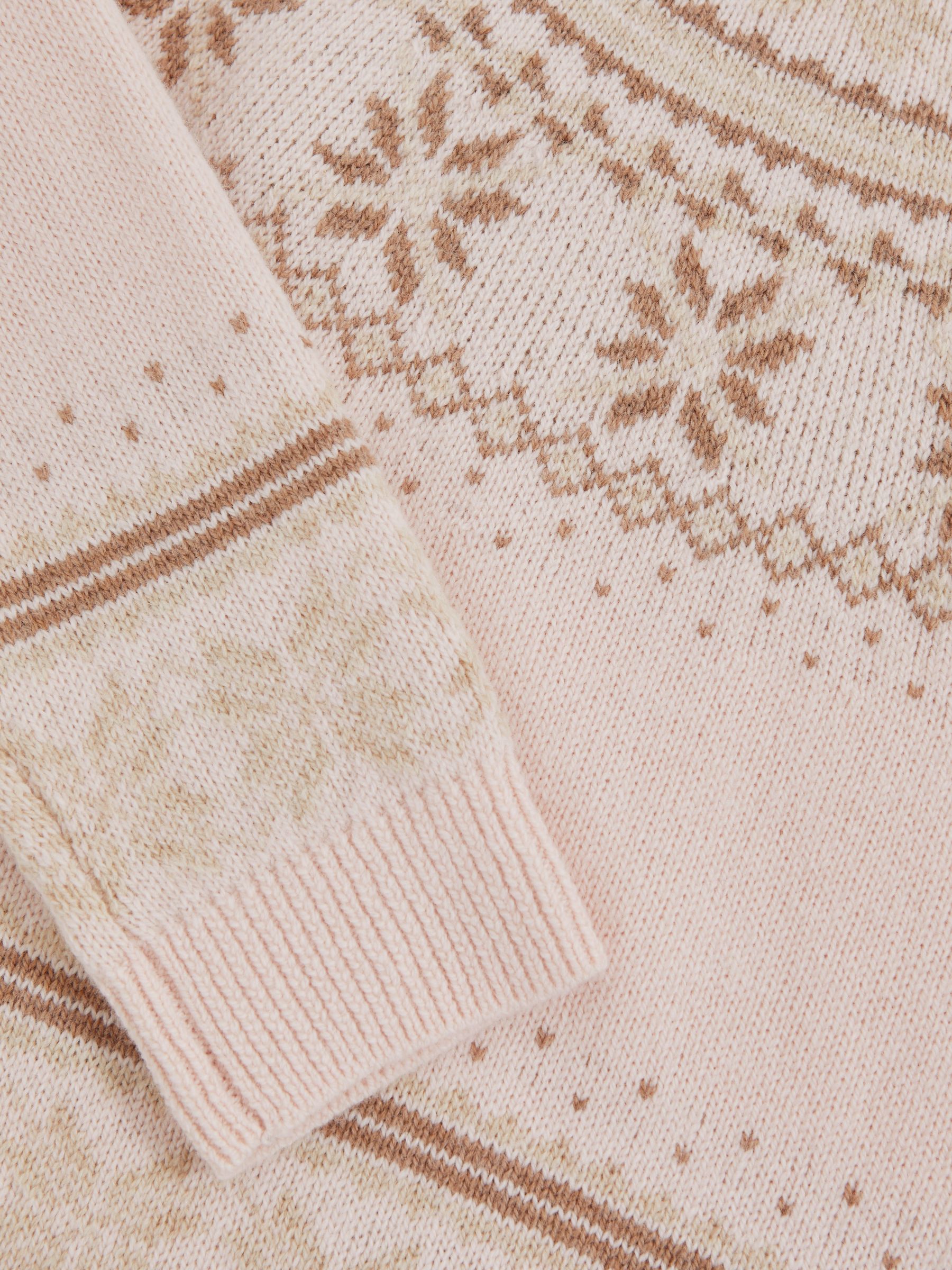 9-13 yrs Wool-Cotton Blend Fair Isle Jumper in Pink - Image 4 of 4