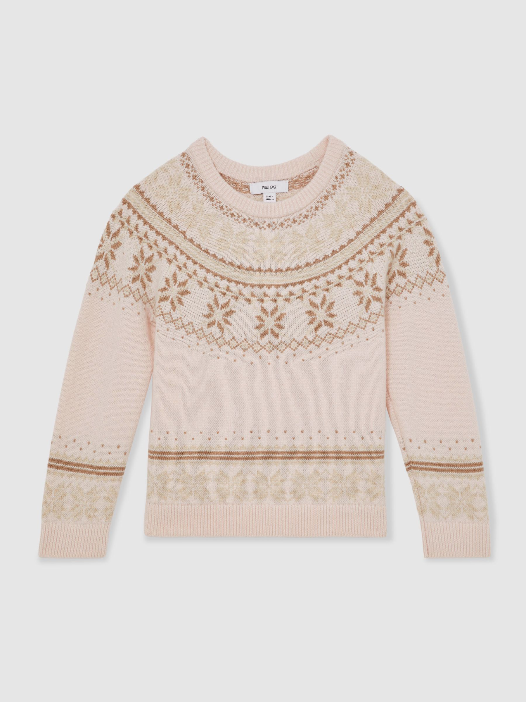 3-9 yrs Wool-Cotton Blend Fair Isle Jumper in Pink - Image 2 of 4