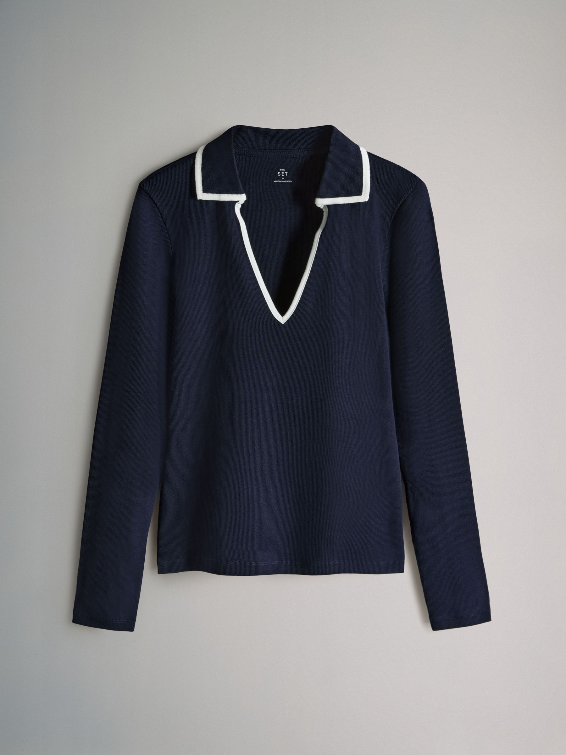 3 Pack Tipped Collar Ribbed Long Sleeve T-Shirts - Image 2 of 6
