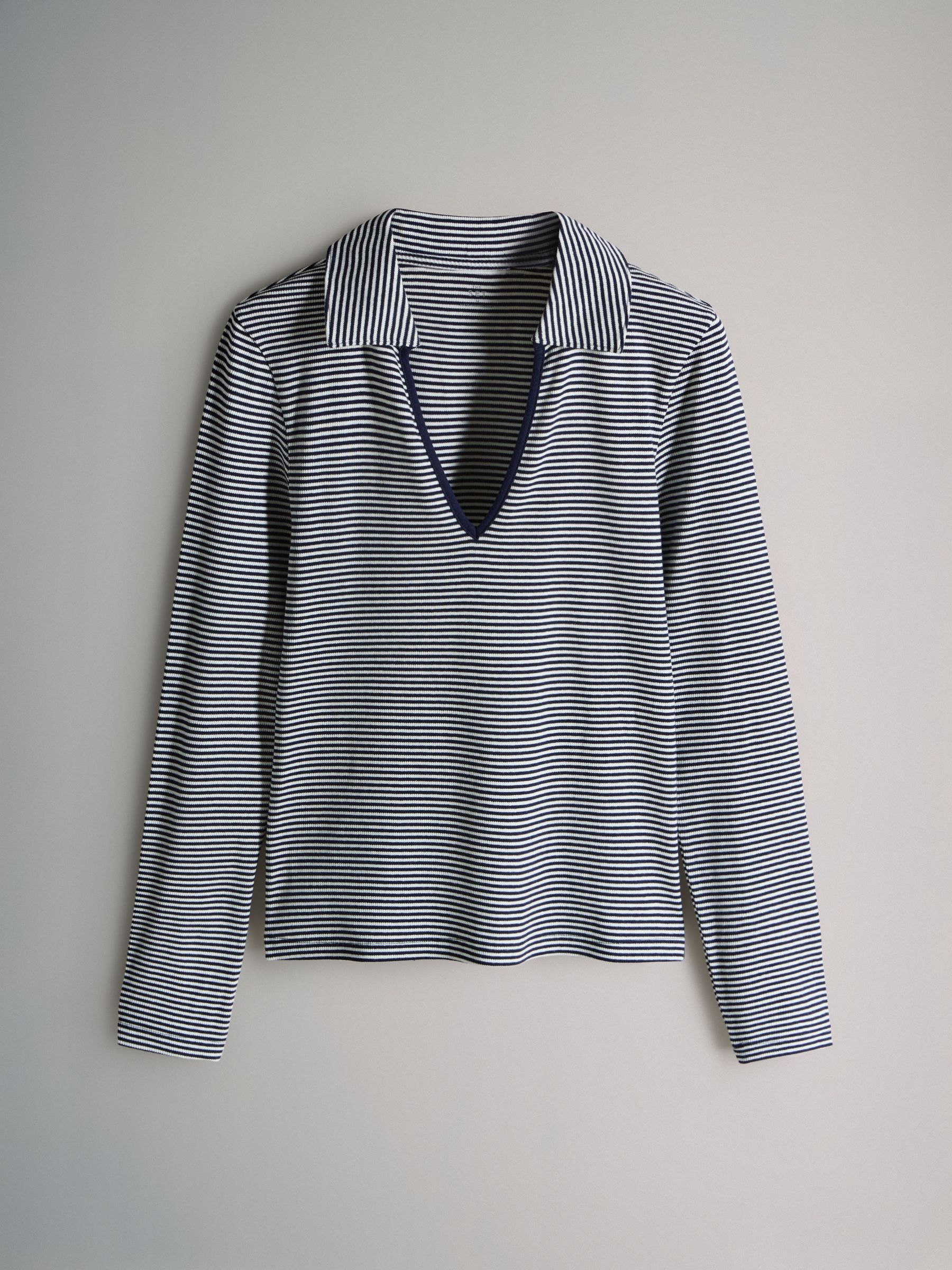 3 Pack Tipped Collar Ribbed Long Sleeve T-Shirts - Image 3 of 6