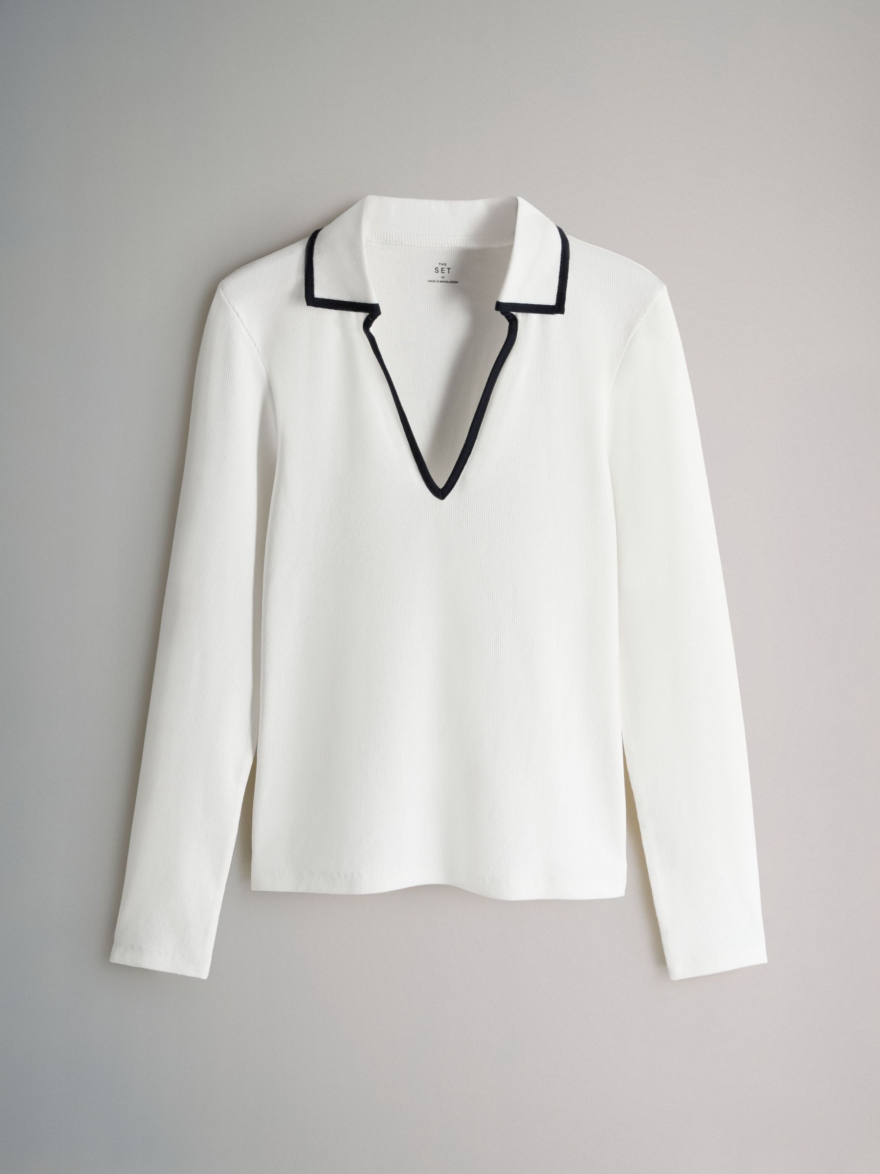 3 Pack Tipped Collar Ribbed Long Sleeve T-Shirts - Image 4 of 6