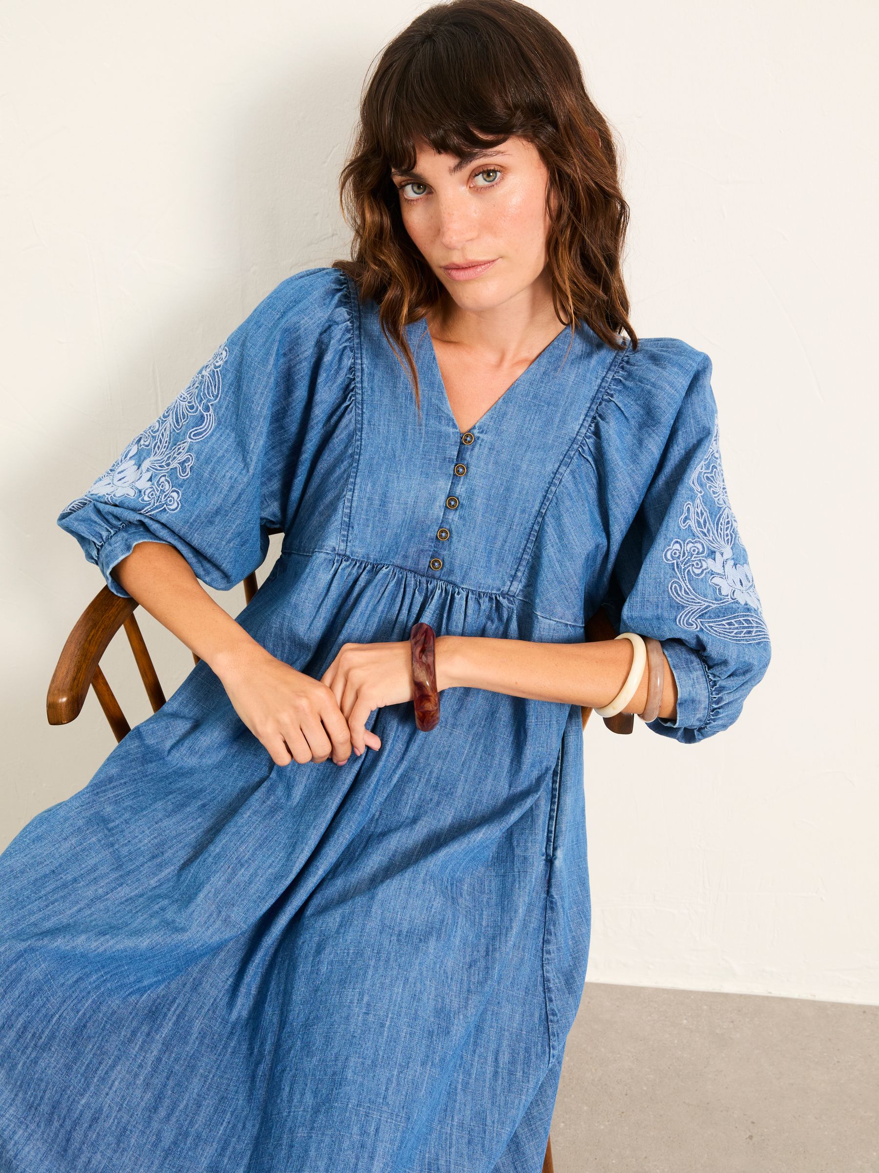 Jess Indigo Blue Regular Denim Midi Dress - Image 4 of 6