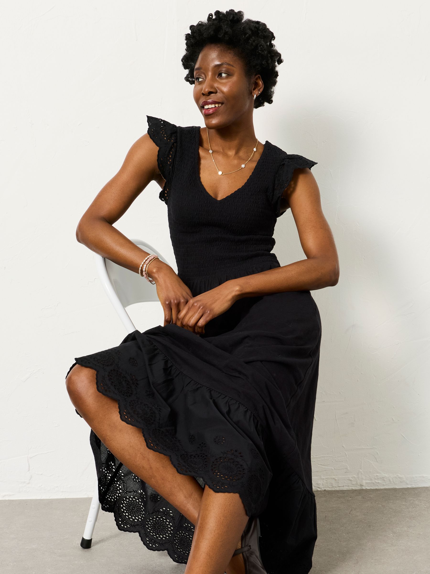 Demi Black Regular Jersey Midi Dress | FatFace USA