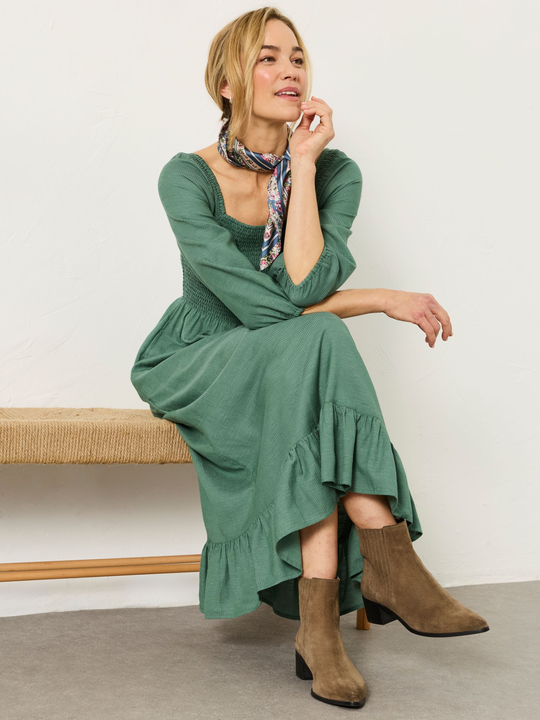 Fat Face - Green - Adele Green Regular Midi Dress