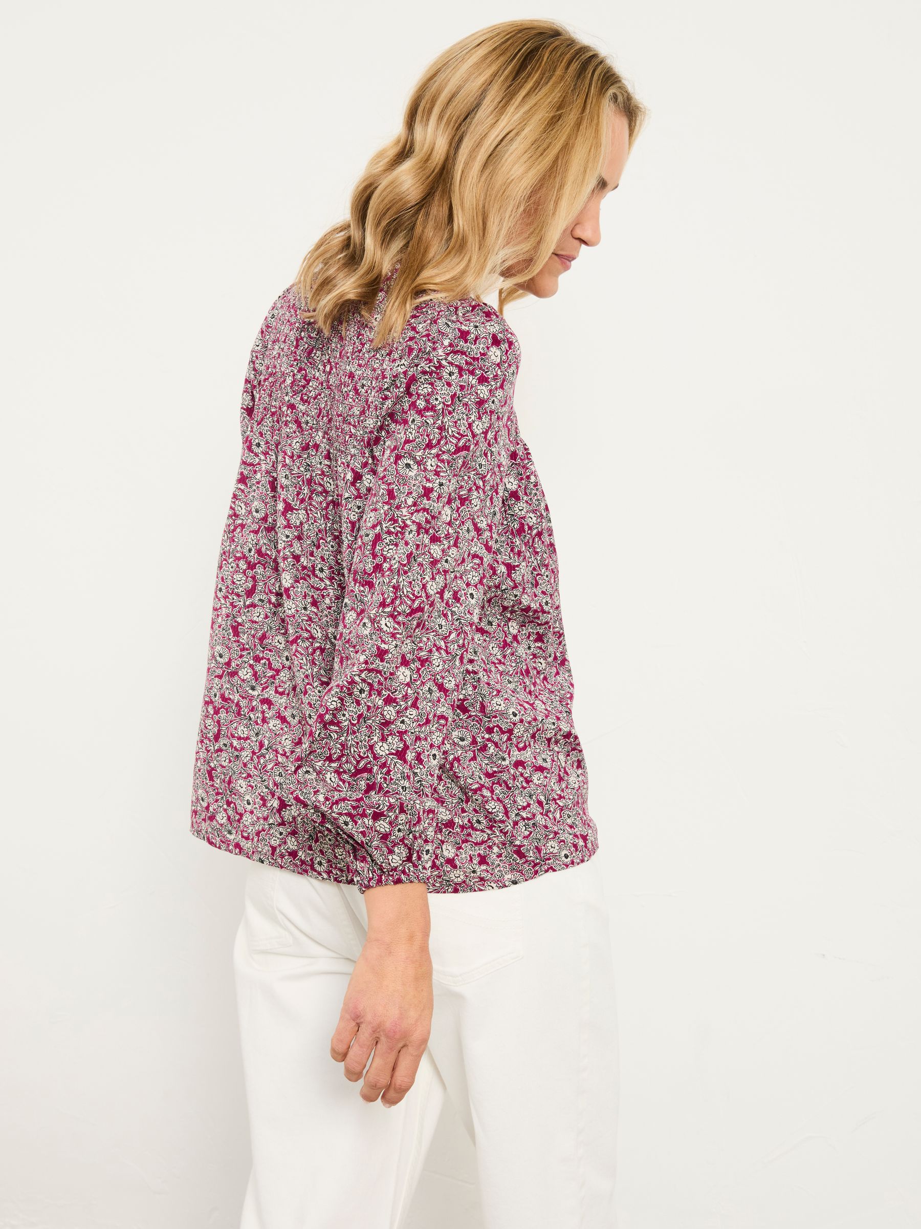 Nessie Plum Purple 2 Tone Floral Regular Blouse - Image 2 of 6