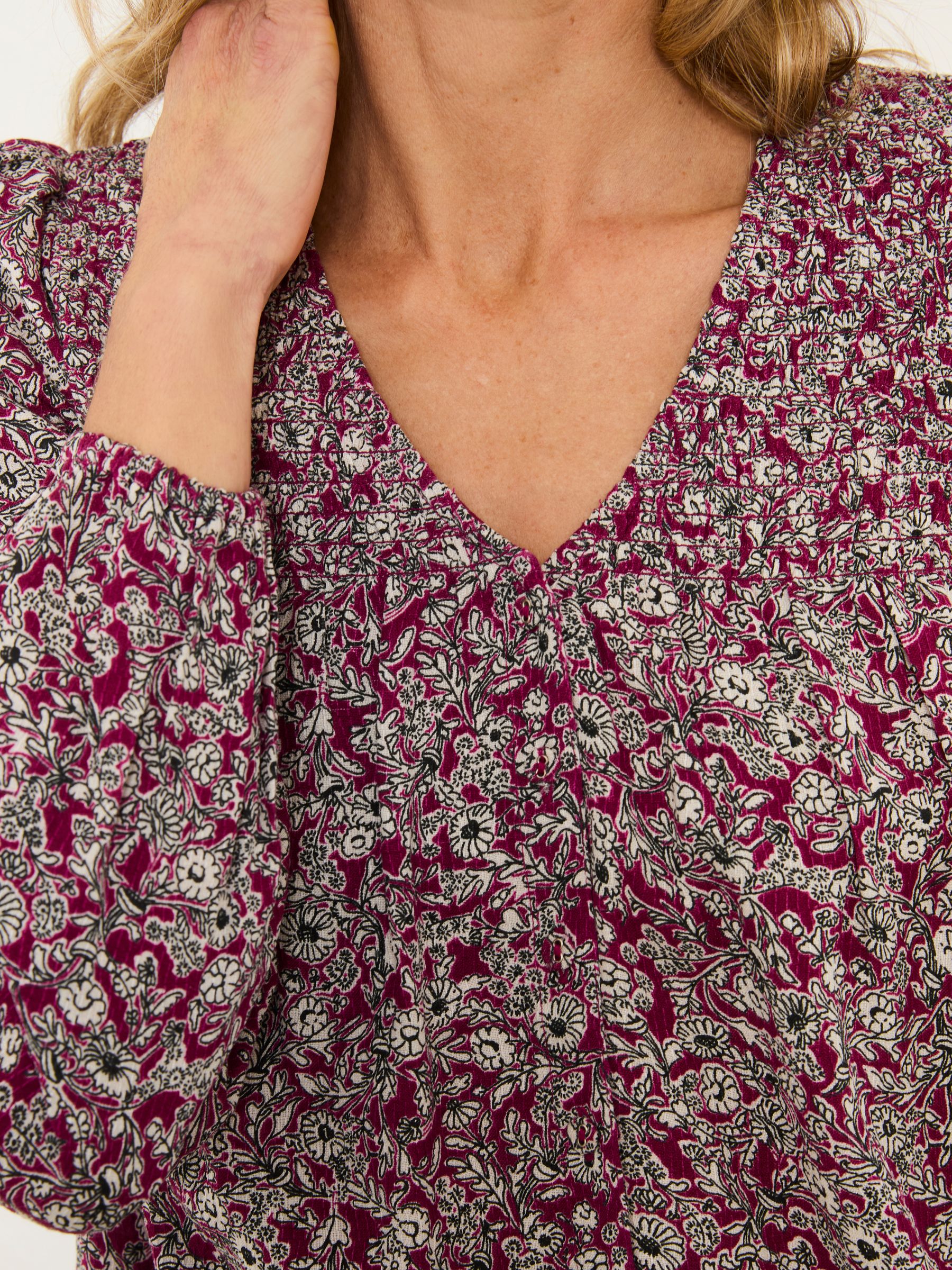 Nessie Plum Purple 2 Tone Floral Regular Blouse - Image 4 of 6
