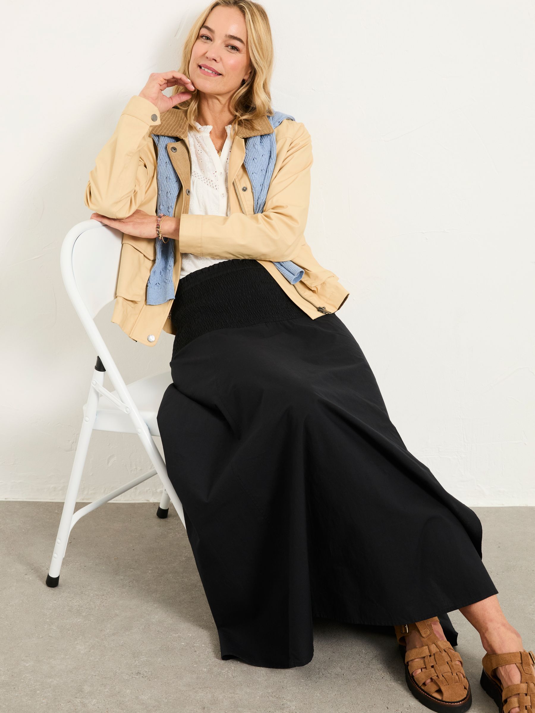 100% Cotton Pleated Maxi Skirt