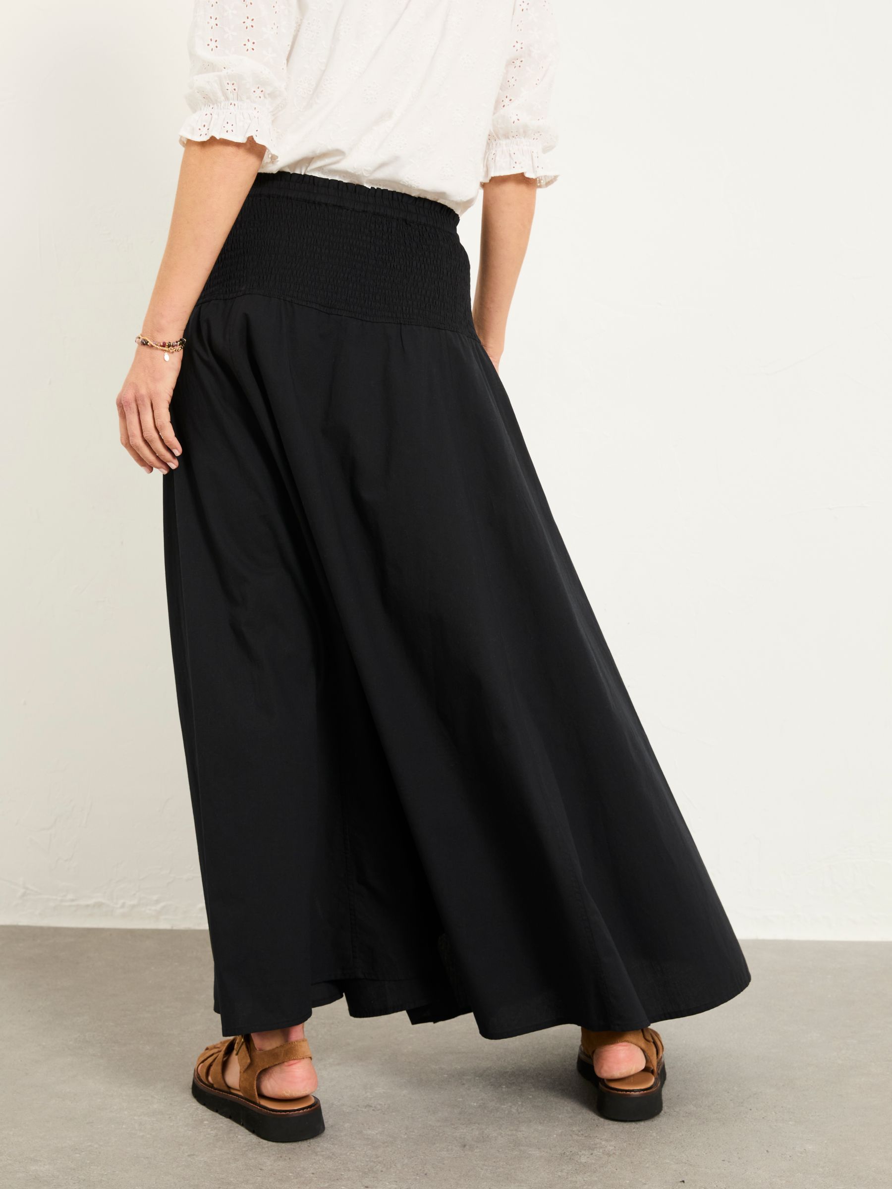 Harper Black 100% Cotton Pleated Maxi Skirt | FatFace USA