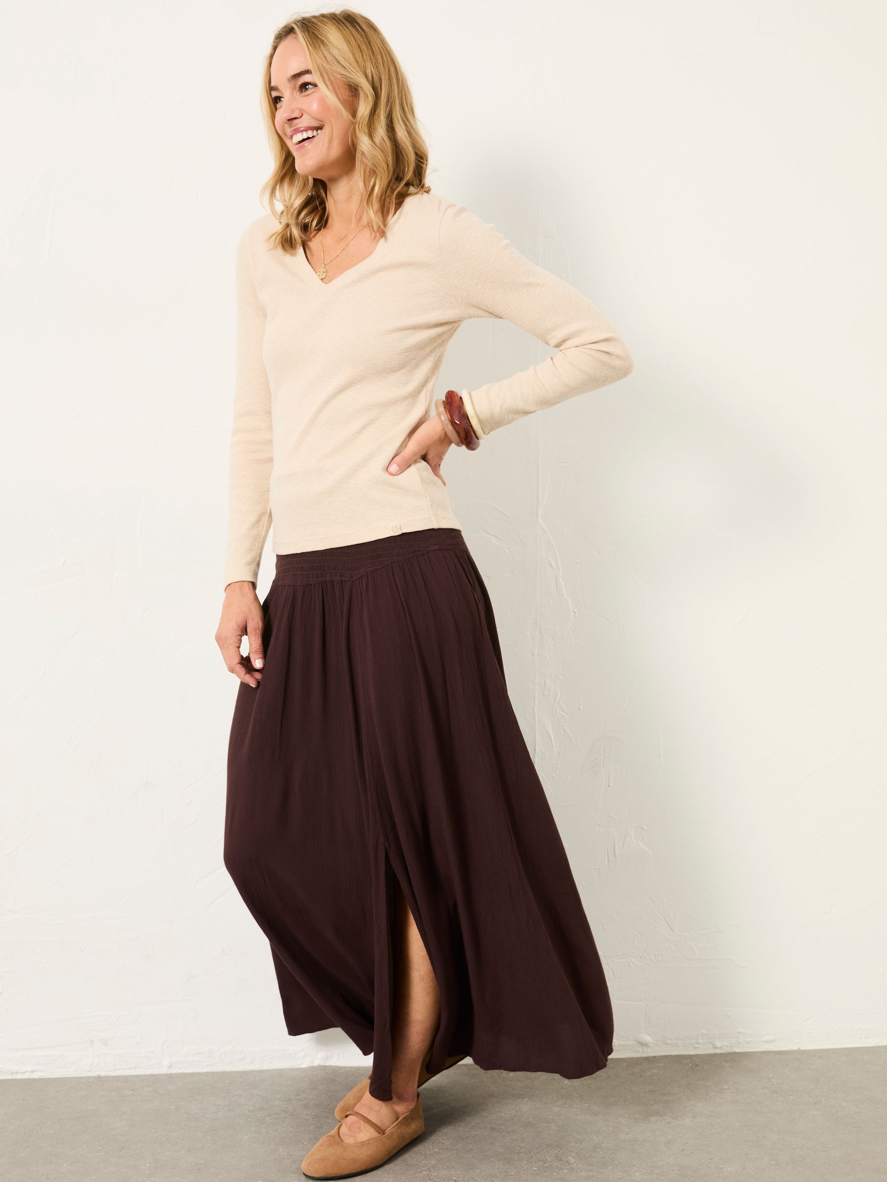 100% Cotton Pleated Maxi Skirt