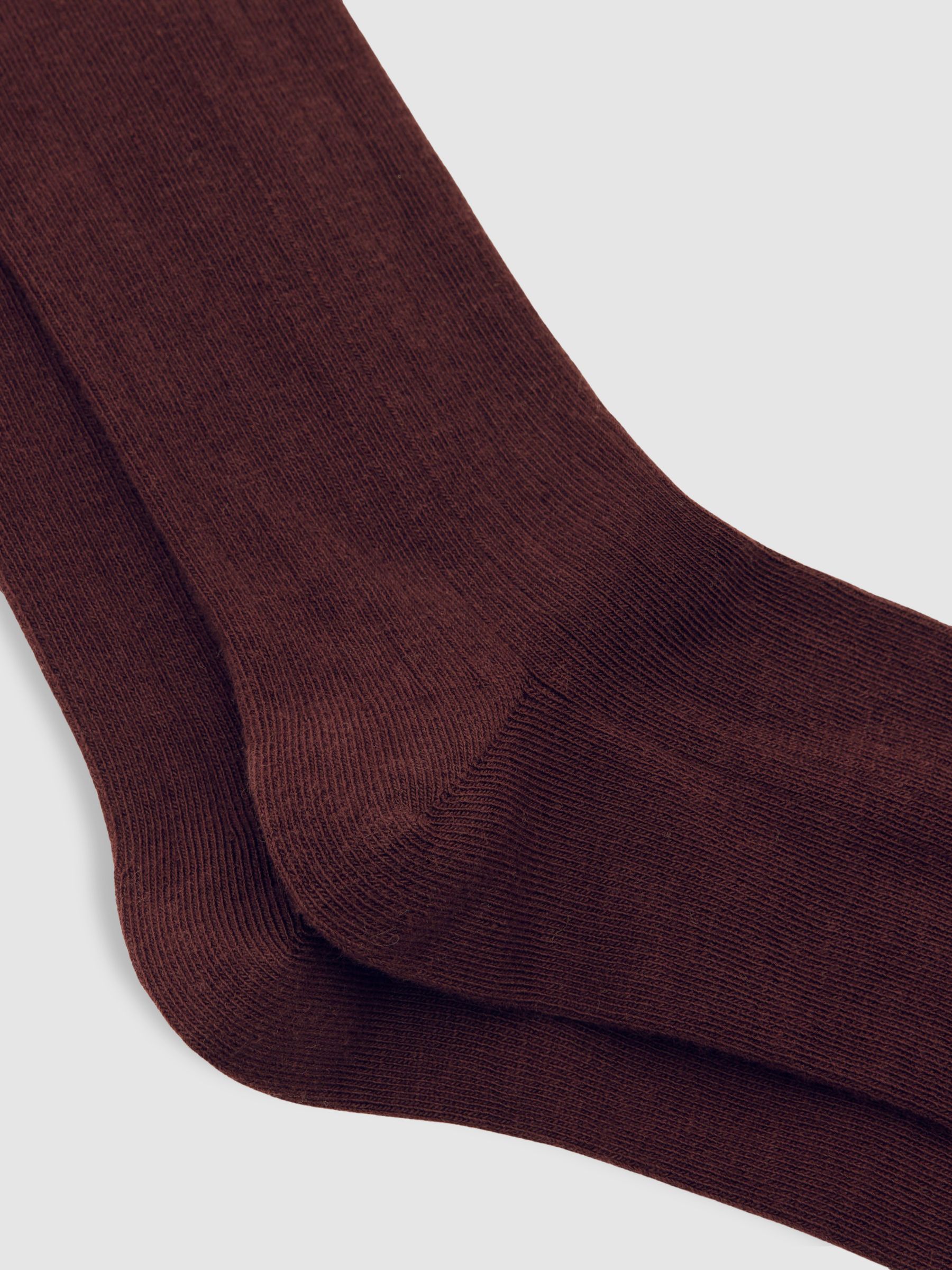 Cotton Blend Ribbed Loafer Socks in Burgundy - Image 2 of 3