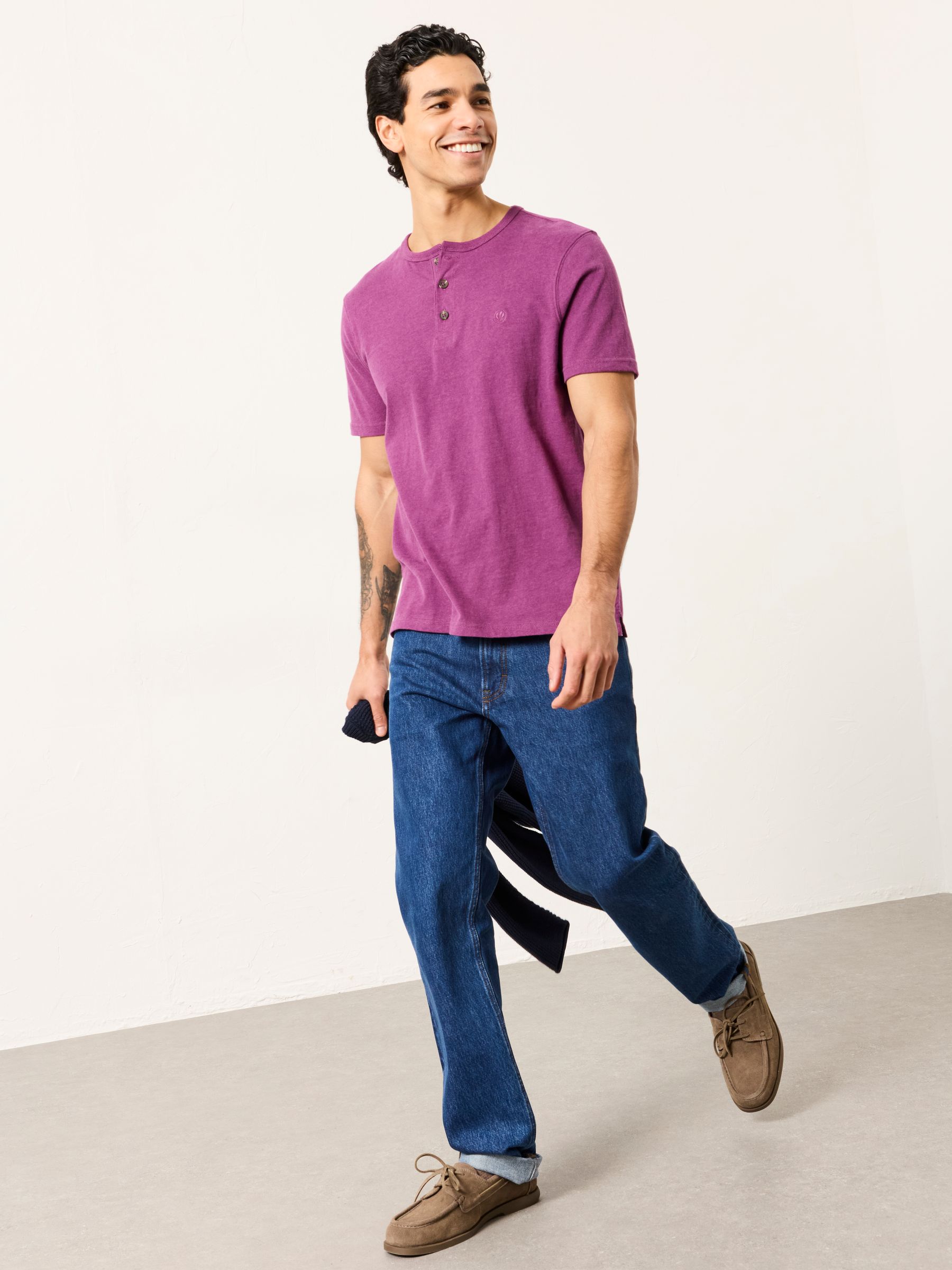 Henley Plum Purple Woodside Slub Tshirt - Image 3 of 6
