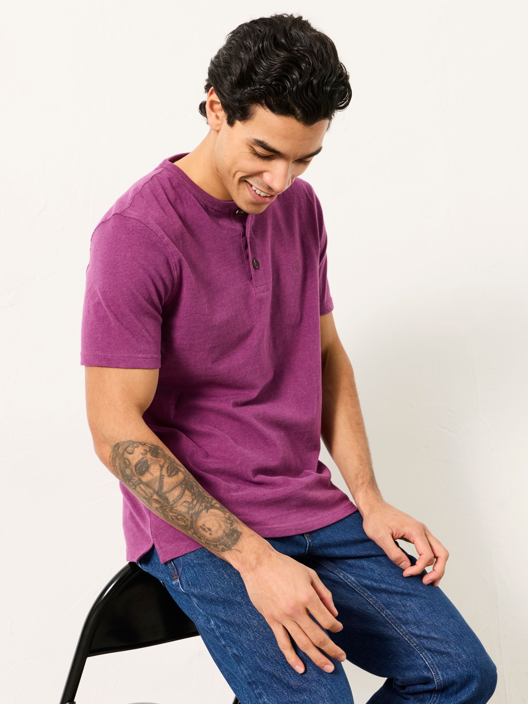 Henley Plum Purple Woodside Slub Tshirt - Image 4 of 6