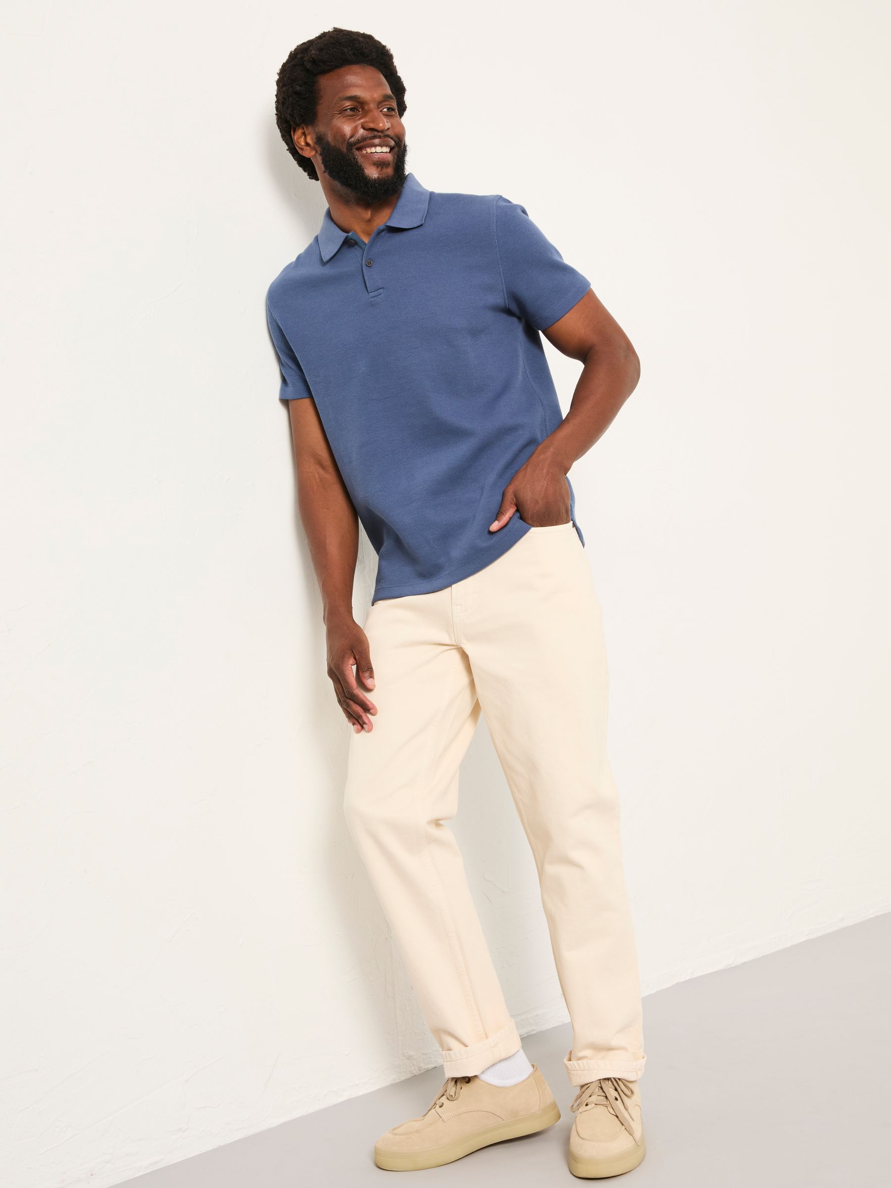 Denim Dark Blue AYR Short Sleeve Ribbed Polo - Image 3 of 6