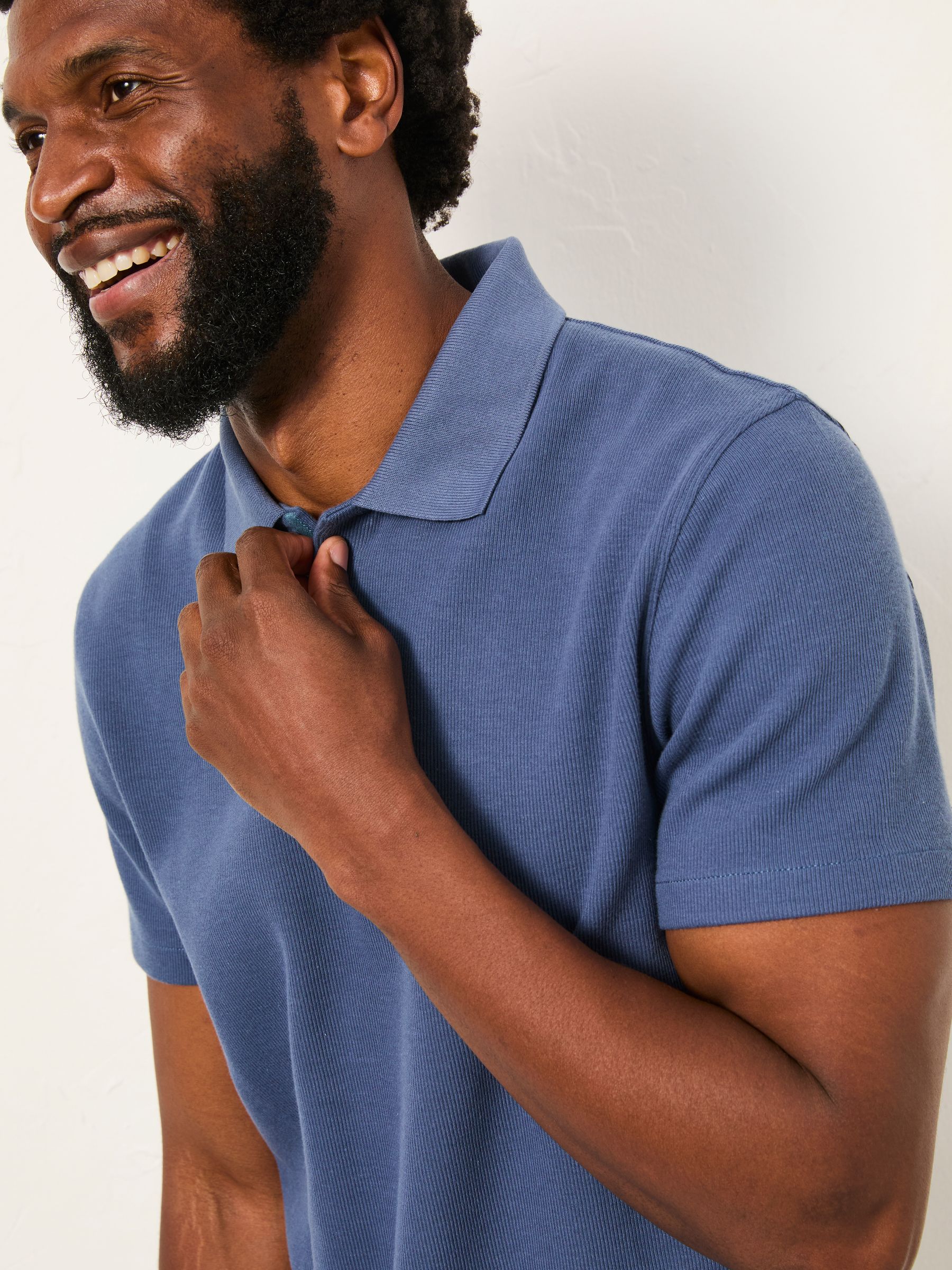 Denim Dark Blue AYR Short Sleeve Ribbed Polo - Image 4 of 6