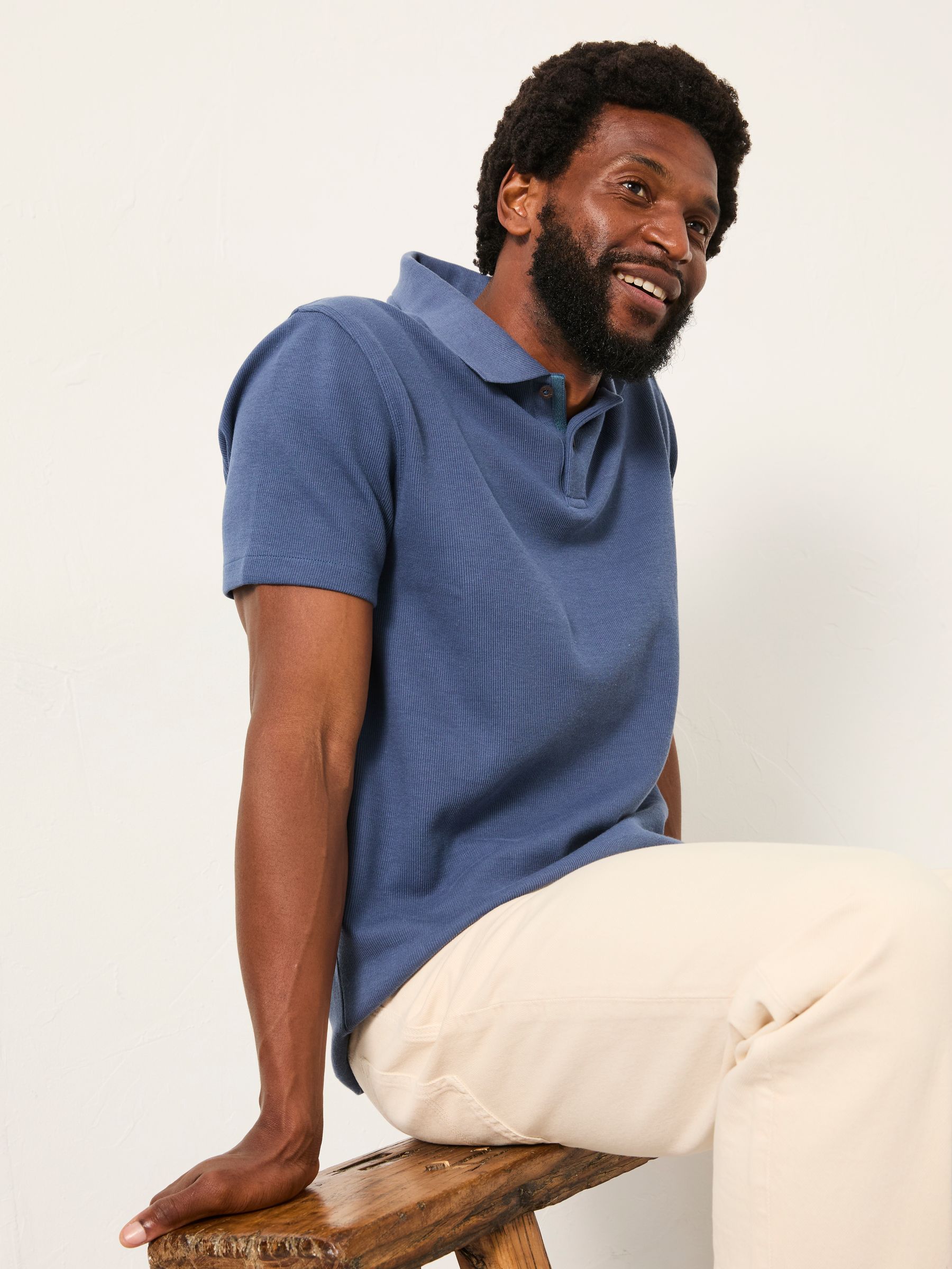 Denim Dark Blue AYR Short Sleeve Ribbed Polo - Image 5 of 6