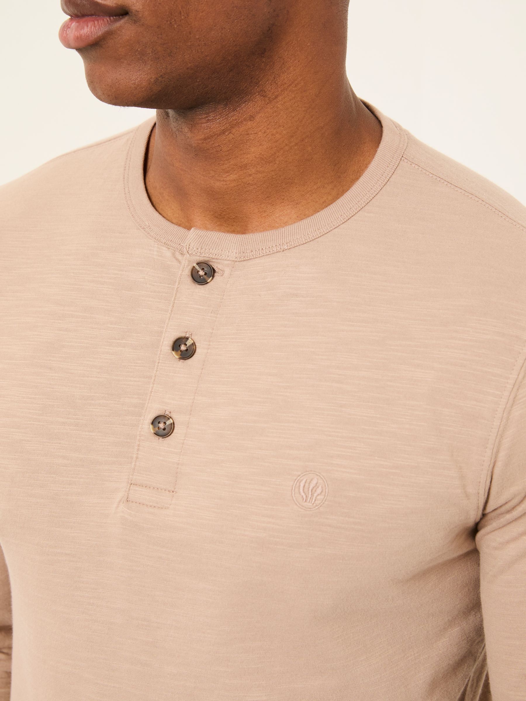 Henley Natural Long Sleeve Woodside Slub - Image 3 of 6
